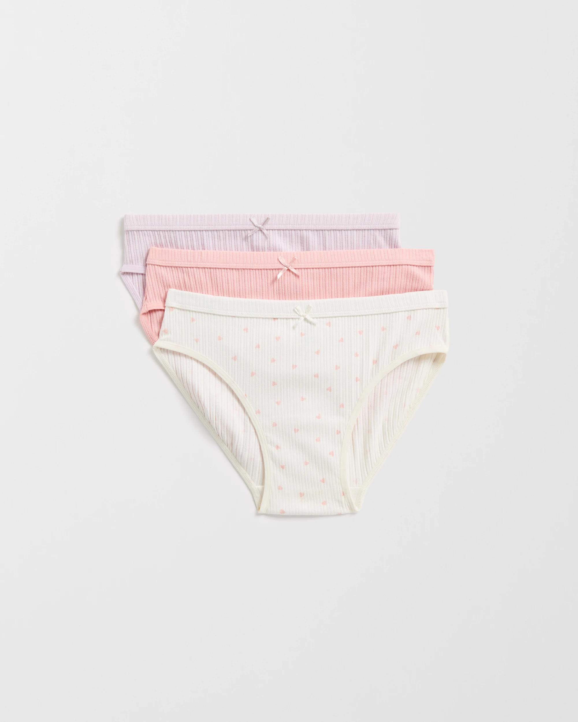 1 Target Australian Cotton Blend Older Girls Briefs 3 Pack - Maxx CREAM HEARTS, 1 of 2