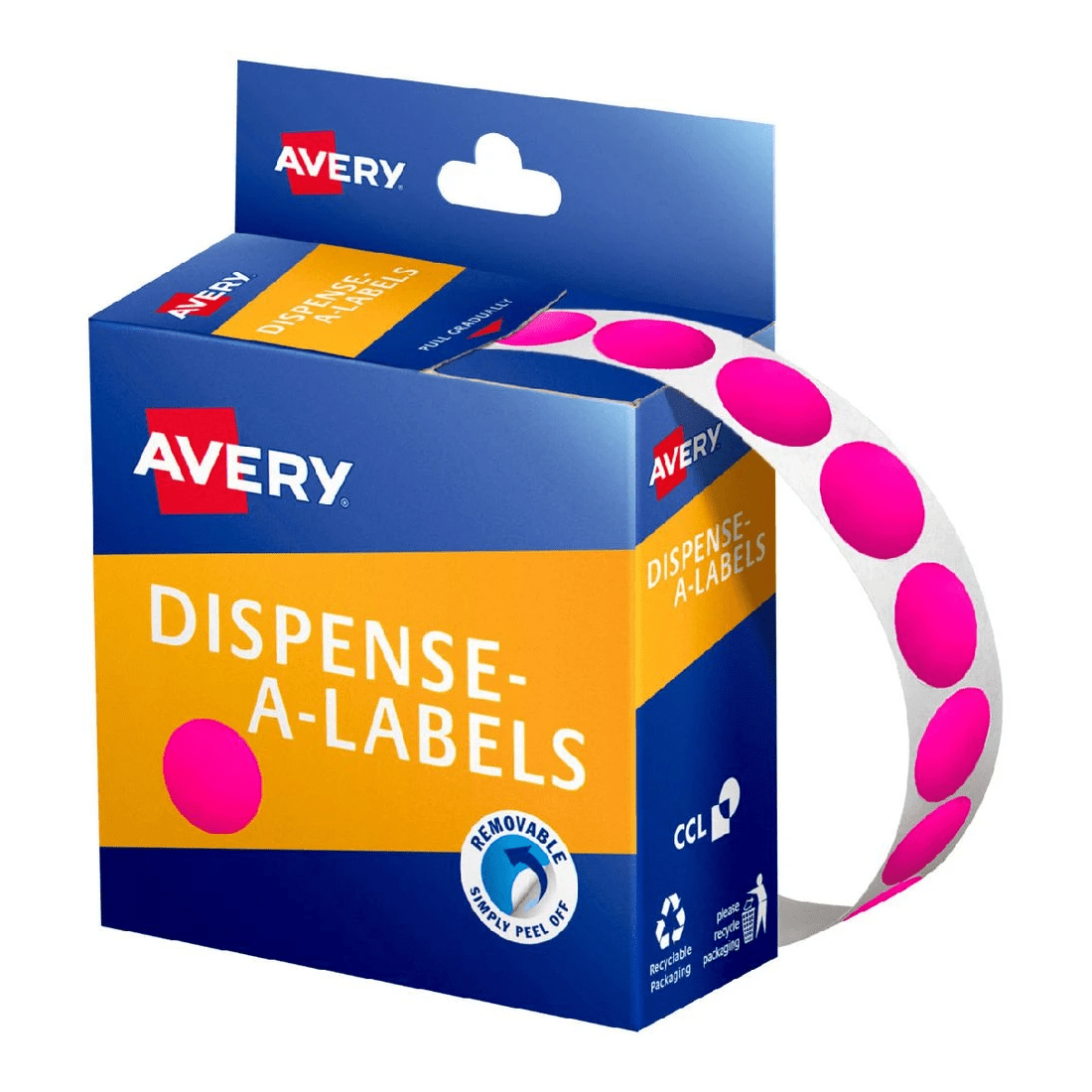 1 Avery Dispenser Labels Circle 14mm Fluorescent Pink 700 Pack, 1 of 2