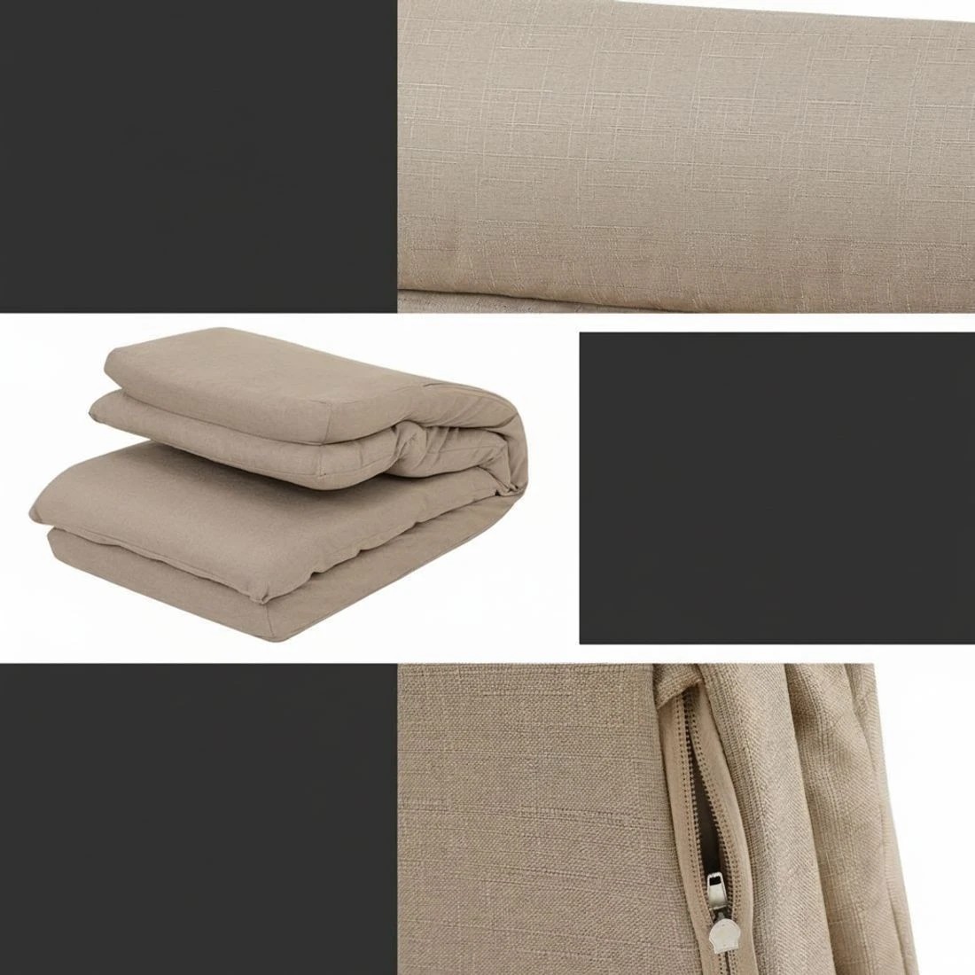 6 Artiss 4XFloor Chair Sofa Linen - Brown, 6 of 6