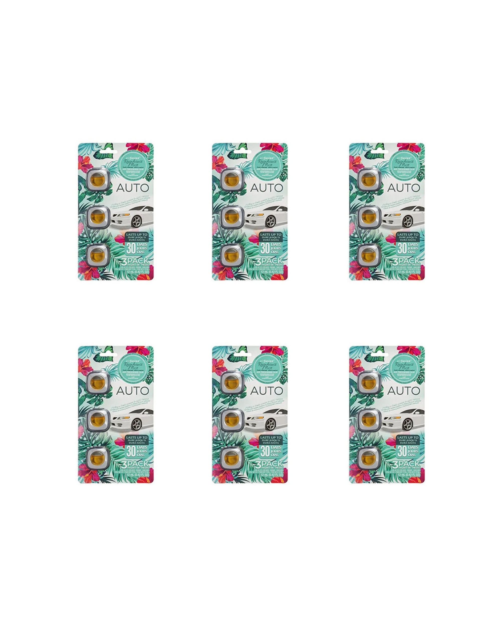 1 Air Fusion 6x 3pc Car Air Freshener Vent Clip 4ml Rainforest - Green, 1 of 3