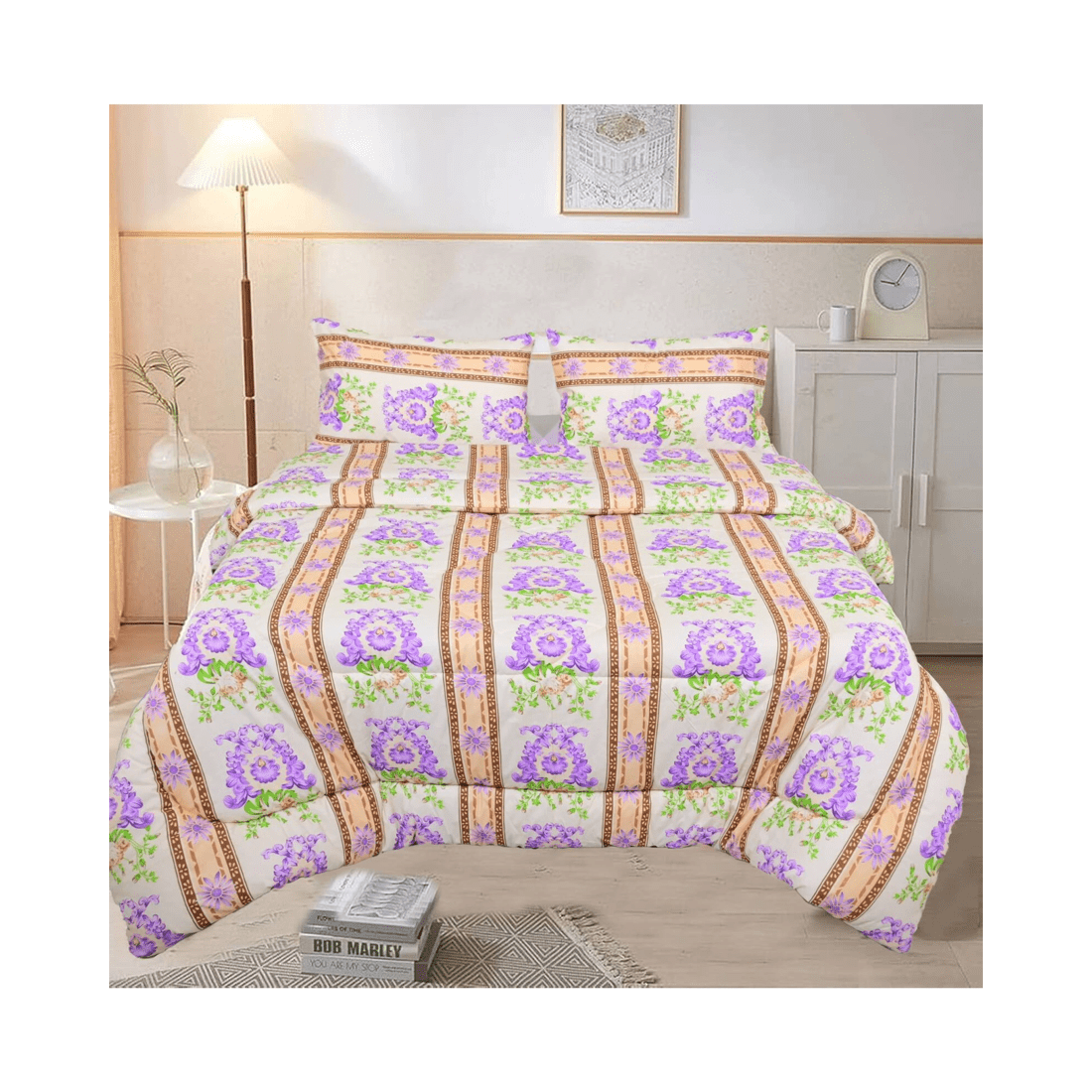 1 Br Home Queen Cotton Comforter Set With 2 Pillow Cases Duvet Quilt Bedspread, 1 of 2