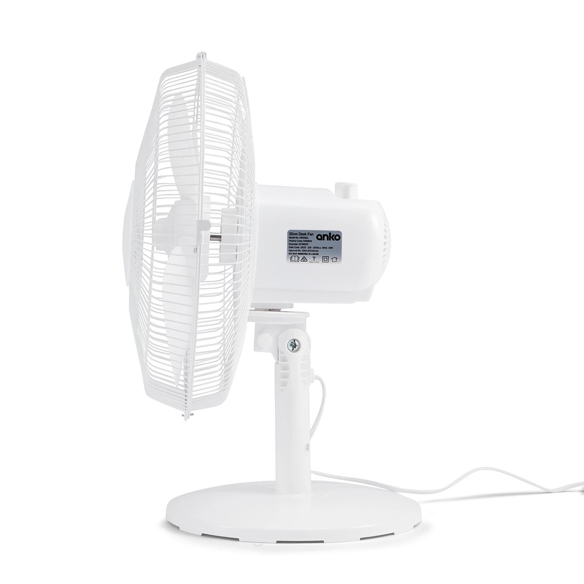 4 30cm Bench Fan - White, 4 of 9