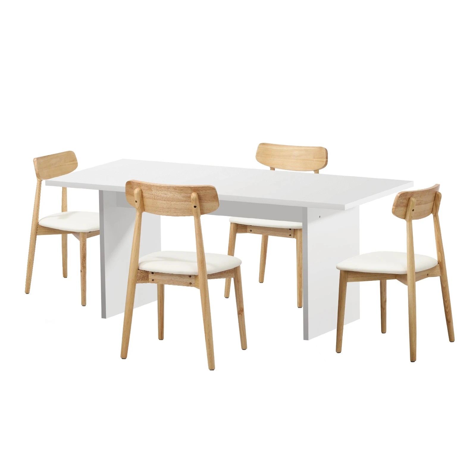 1 Oikiture 4-Seater Dining Table and Chairs Wooden Furniture Set - Natural, 1 of 9
