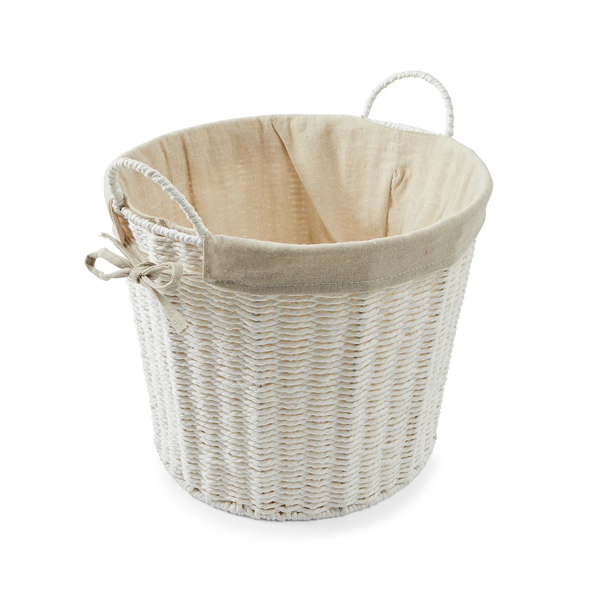 3 Round Paper Rope Basket with Liner - White, 3 of 6