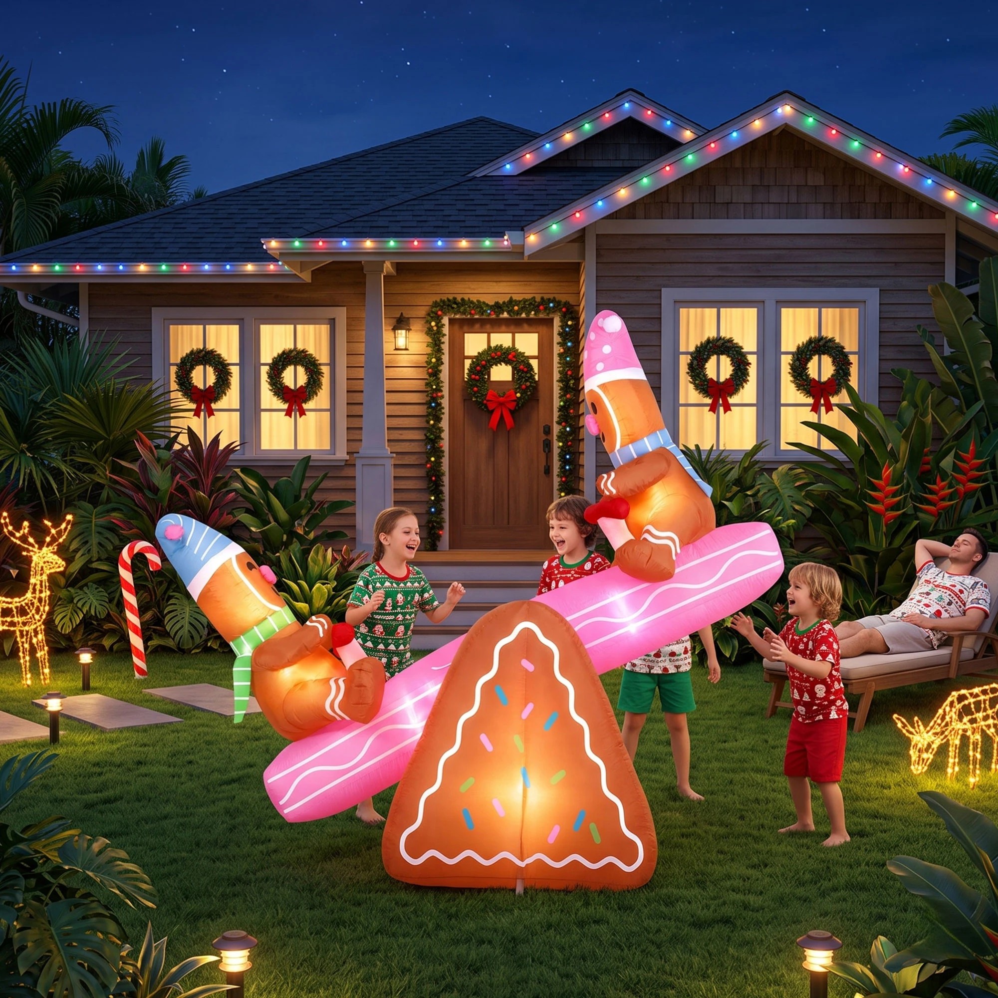 8 Jingle Jollys Christmas Inflatable Seesaw 1.8M Height LED Outdoor Decorations Illuminated - Multi, 8 of 9