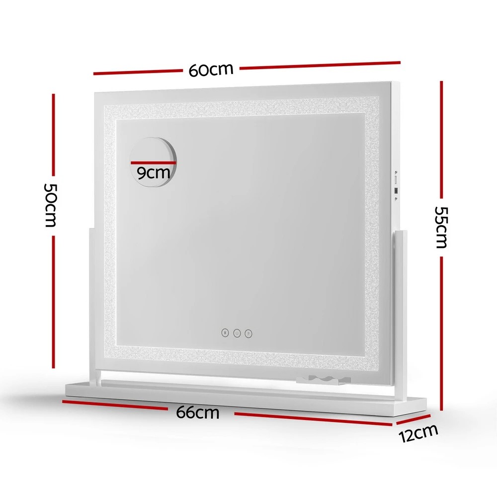 2 Embellir Makeup Mirror 60x50cm 360° Rotatable Vanity Mirror with Lights Crystal LED - Multi, 2 of 8