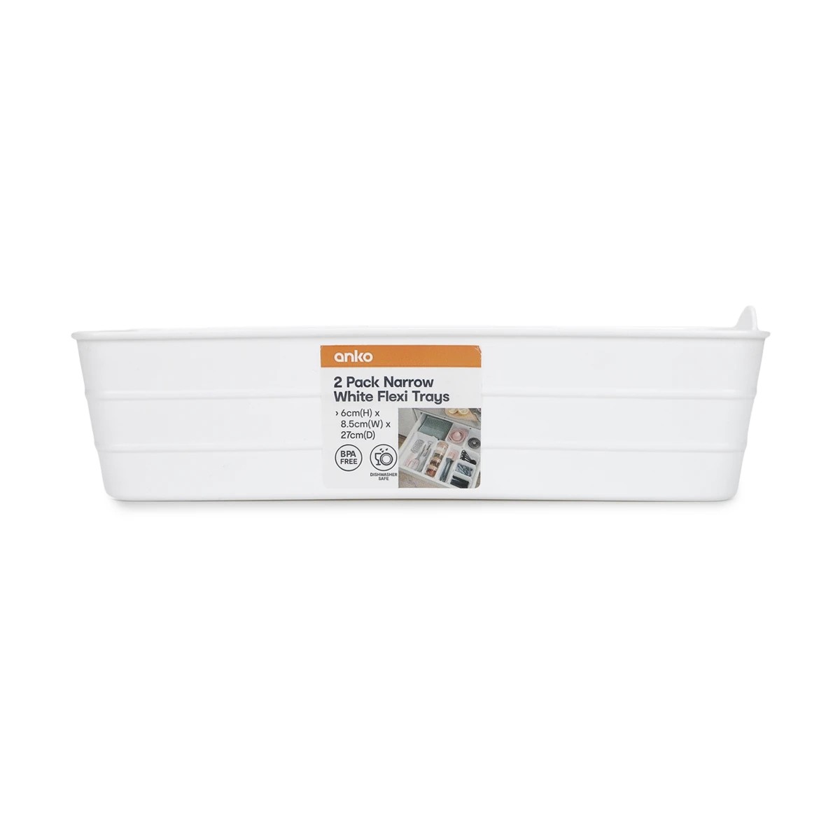 8 2 Pack Narrow Flexi Trays - White, 8 of 9