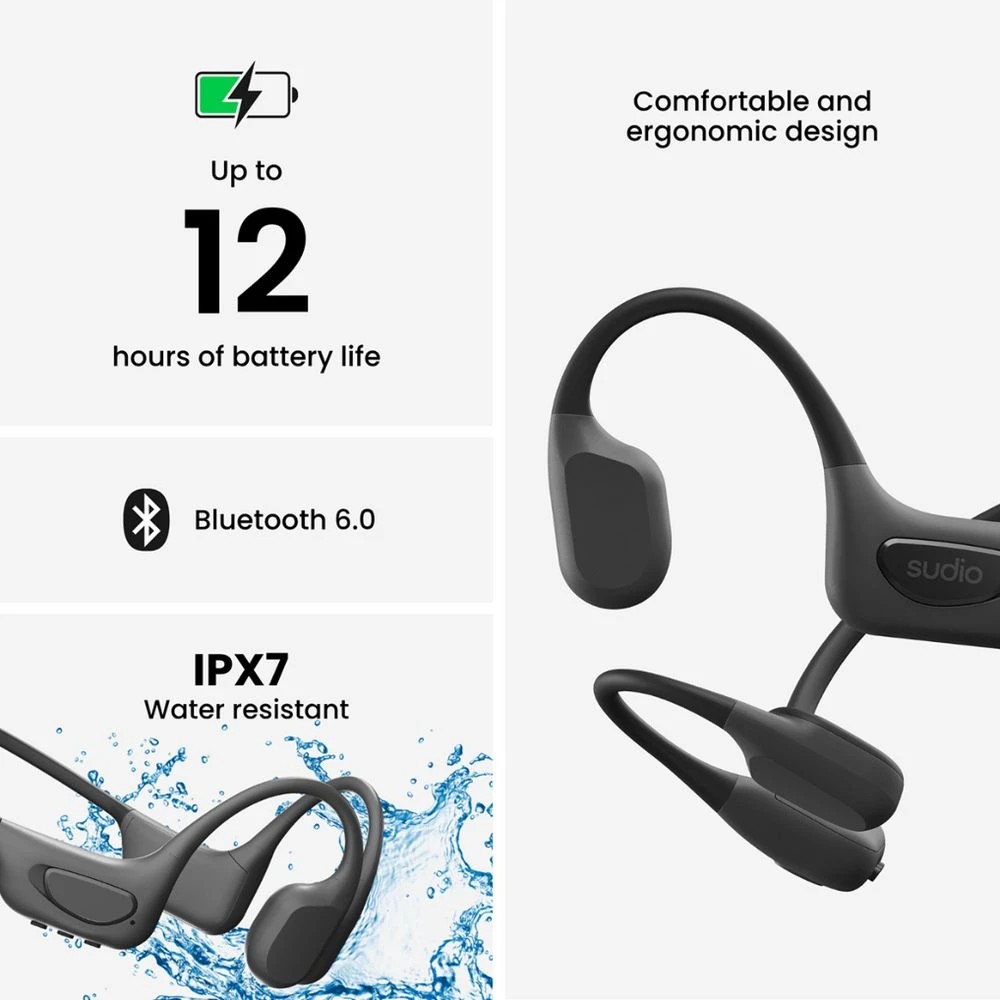 4 Sudio B5 Bone Conduction Headphones Black, 4 of 8