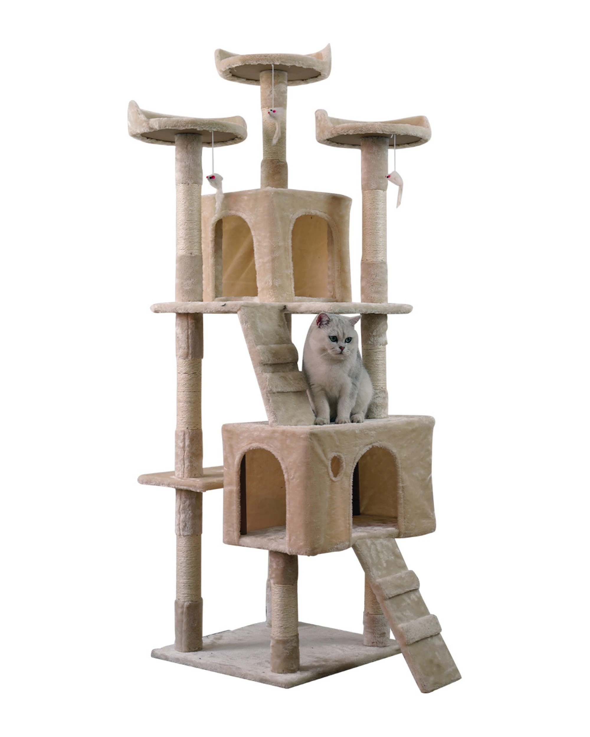 2 Furtastic 170cm Cat Tree Scratching Post - Beige, 2 of 5