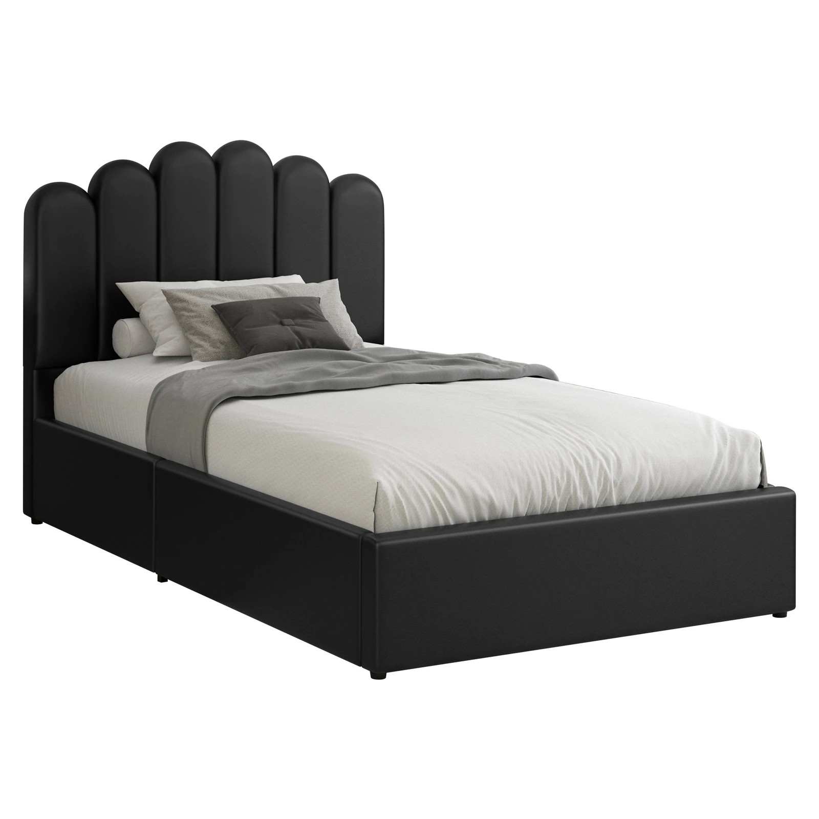1 Alfordson Bed Frame Single Size Gas Lift Storage Base Wooden Milton - Black, 1 of 10