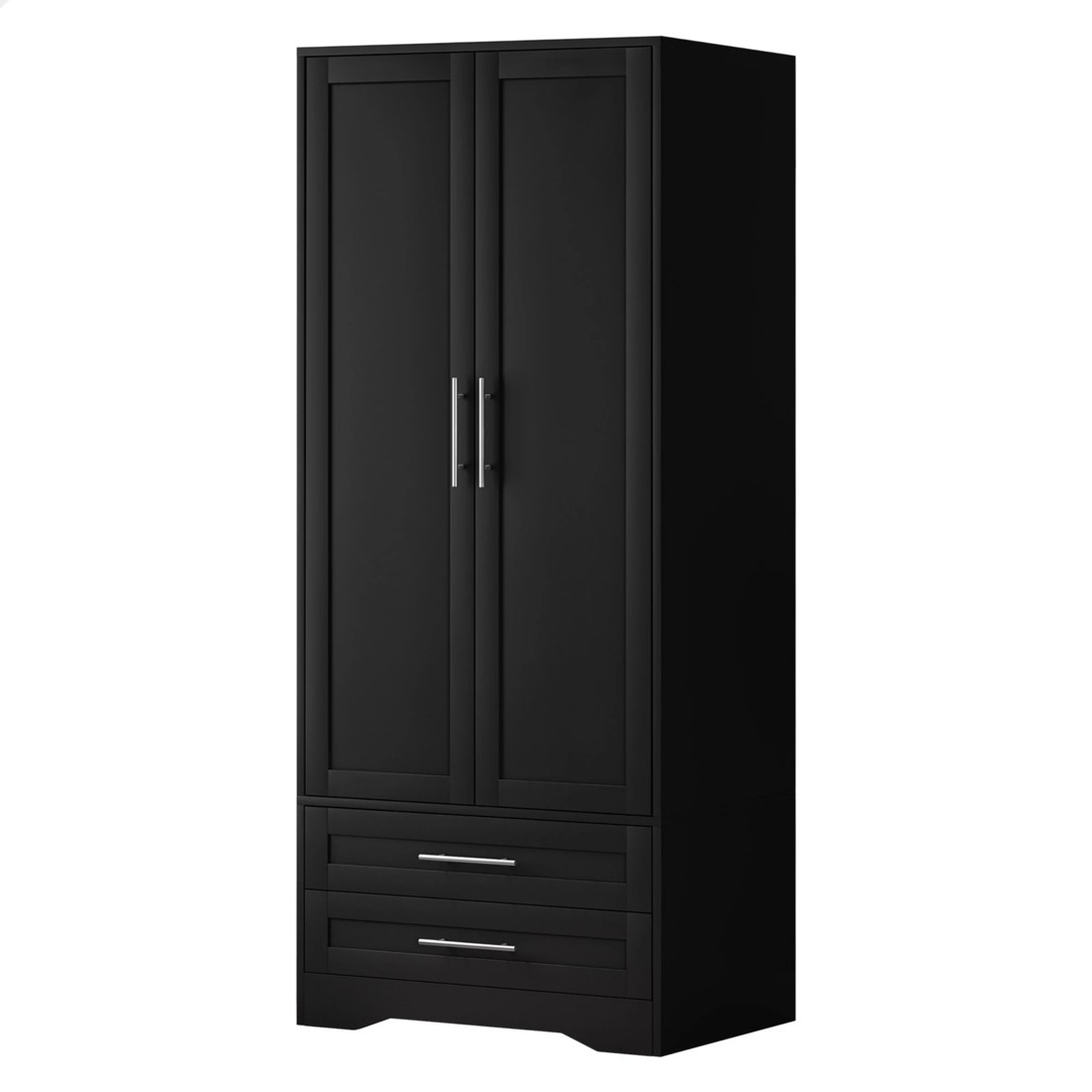 1 Alfordson Wardrobe Clothes Storage Cabinet Organizer Drawer Hanging Rod - Black, 1 of 10