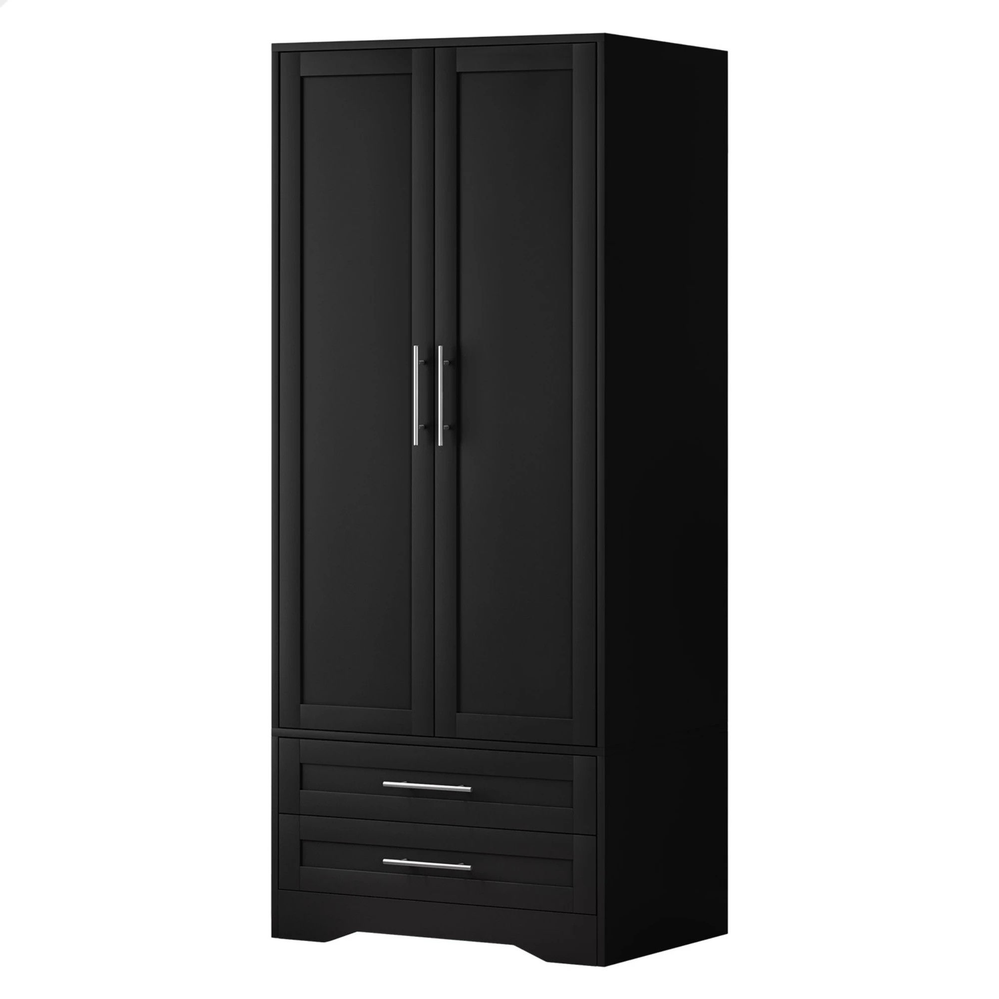 1 Alfordson Wardrobe Clothes Storage Cabinet Organizer Drawer Hanging Rod - Black, 1 of 10