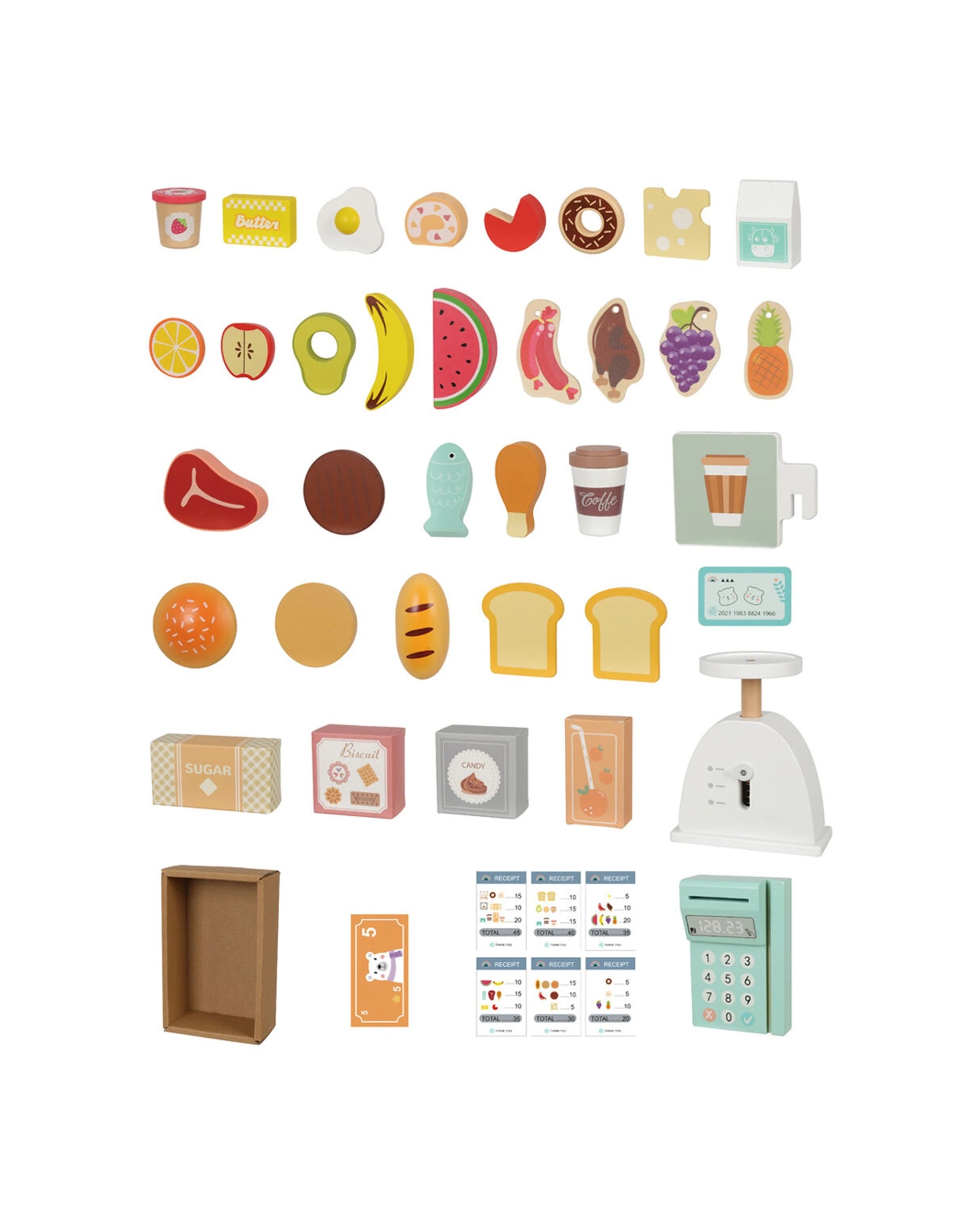 4 Tooky Toy Wooden Grocery Store Play Set Pretend Play For Kids 3 Years Plus - Multi, 4 of 9