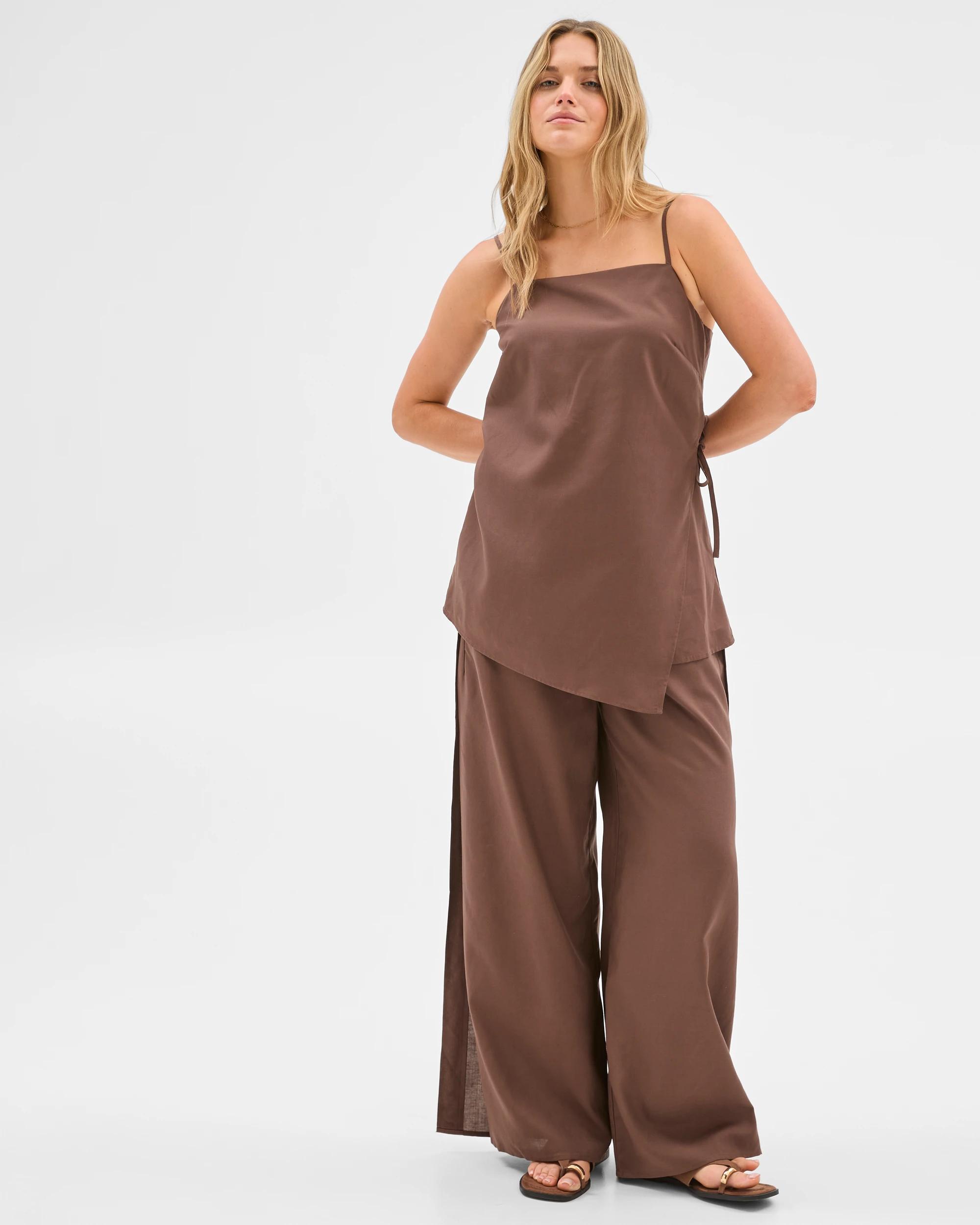 3 Lily Loves Wide Leg Split Pants Soft Taupe, 3 of 6