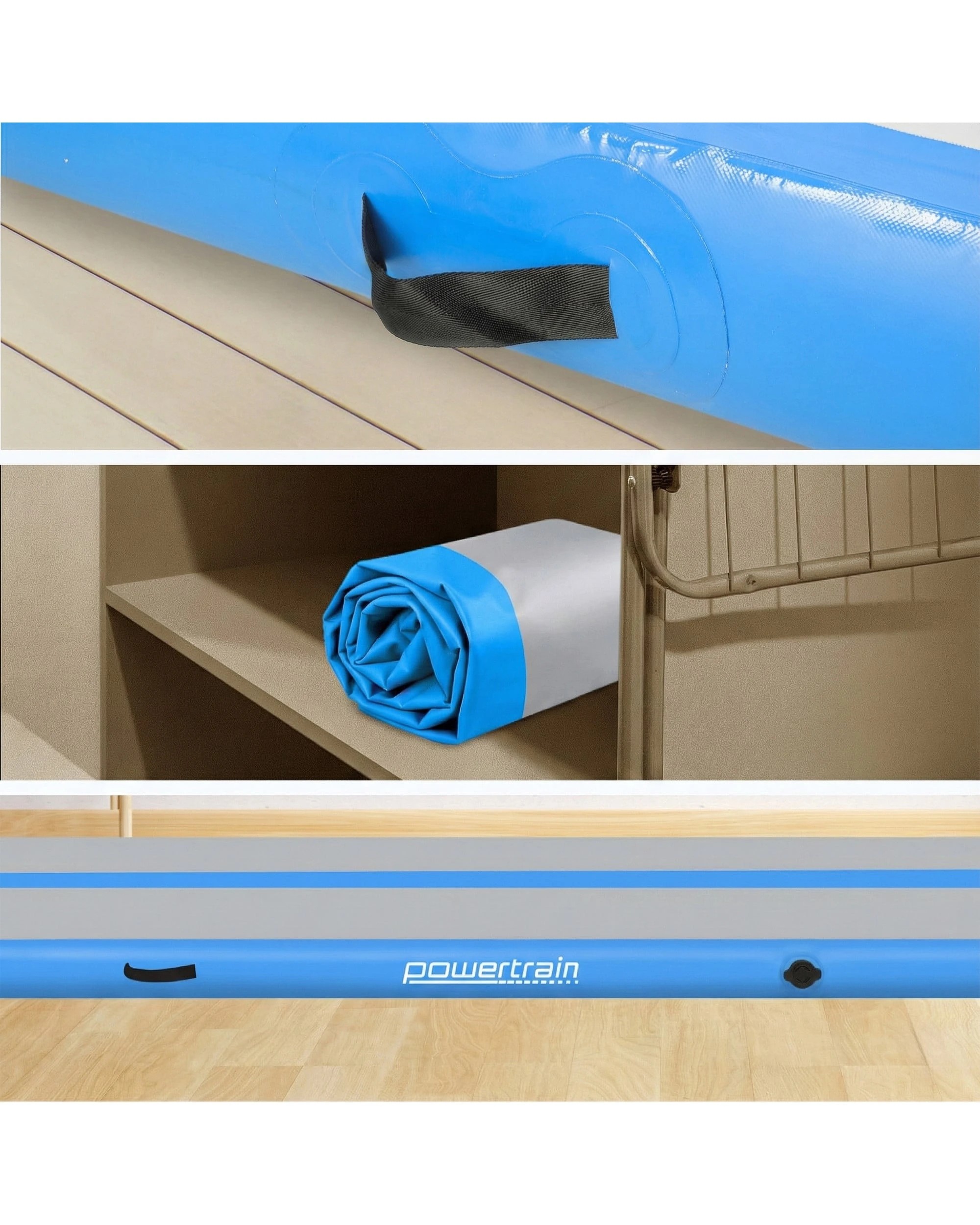4 Powertrain 6M 20cm Air Track Gymnastics Tumbling Airtrack Exercise Yoga Mat Balance Beam Inflatable - Blue, 4 of 5