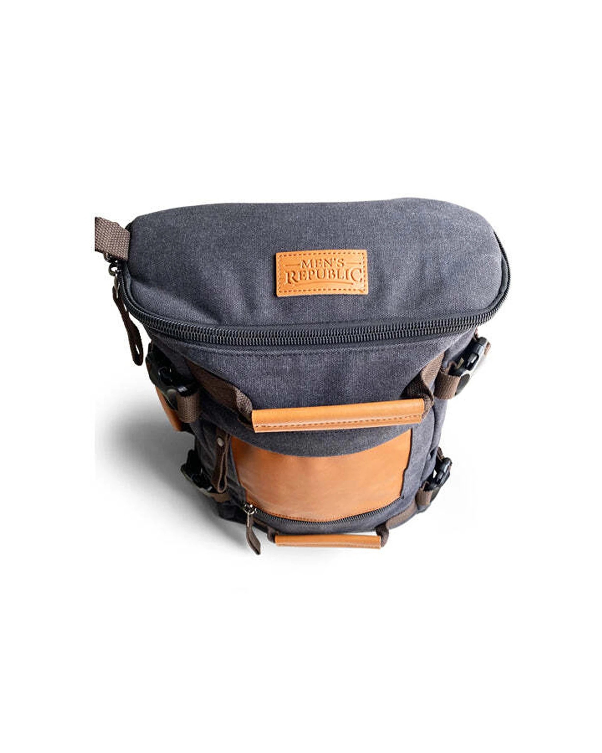 4 Mens Republic Messenger Backpack Combo Durable Washed Canvas Design 2-In-1 Bag - Black, 4 of 5