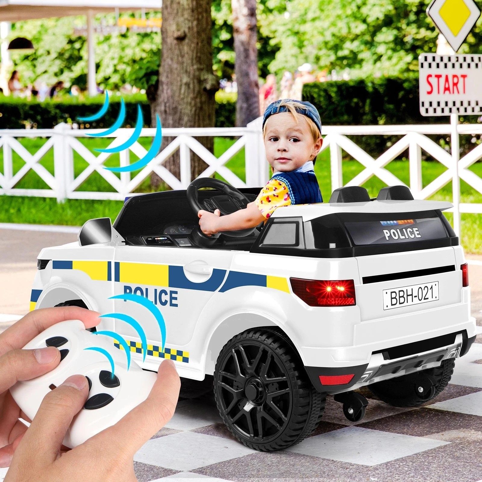 4 Alfordson Kids Police Ride On Car 12V Electric Toy Patrol Remote Control - White, 4 of 10