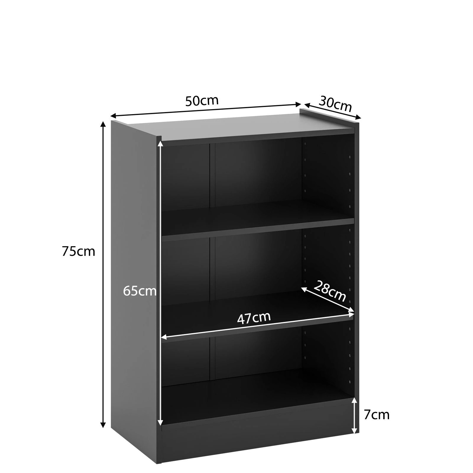 3 Costway 3-Tier Bookcase Display Bookshelf w/Adjustable Shelves Storage Cabinet Organizer - Black, 3 of 3
