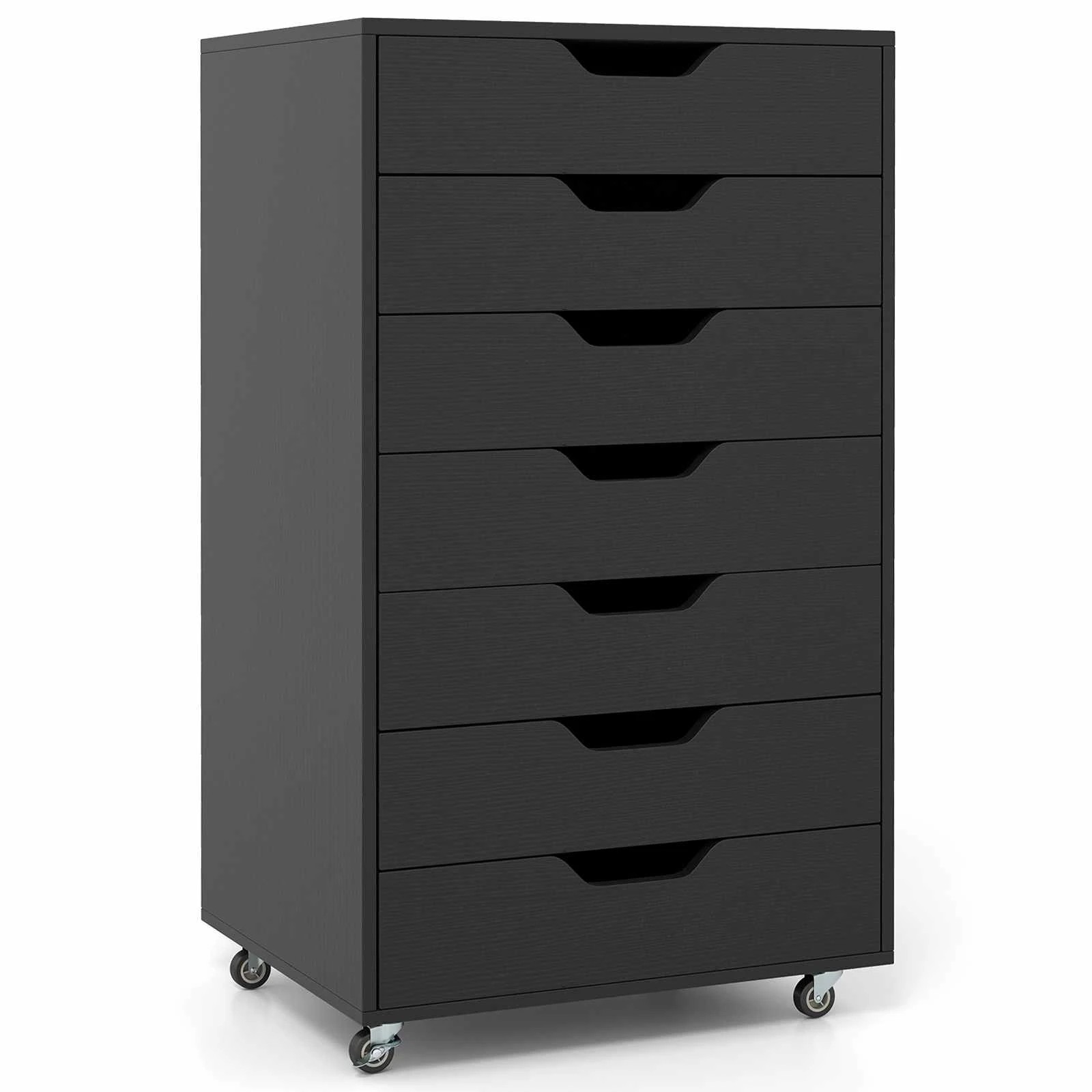 1 Costway 7 Drawer Mobile File Cabinet Rolling Storage Drawer Chest for Home Office - Black, 1 of 4