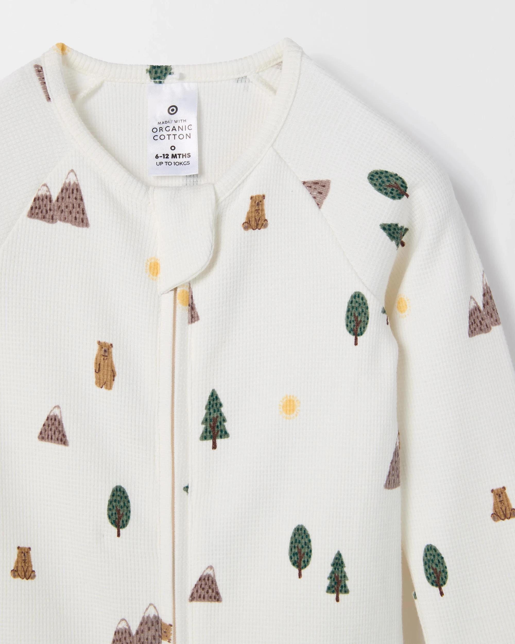 2 Target Baby Baby Organic Cotton Zip Waffle Footless Coverall FOREST, 2 of 3