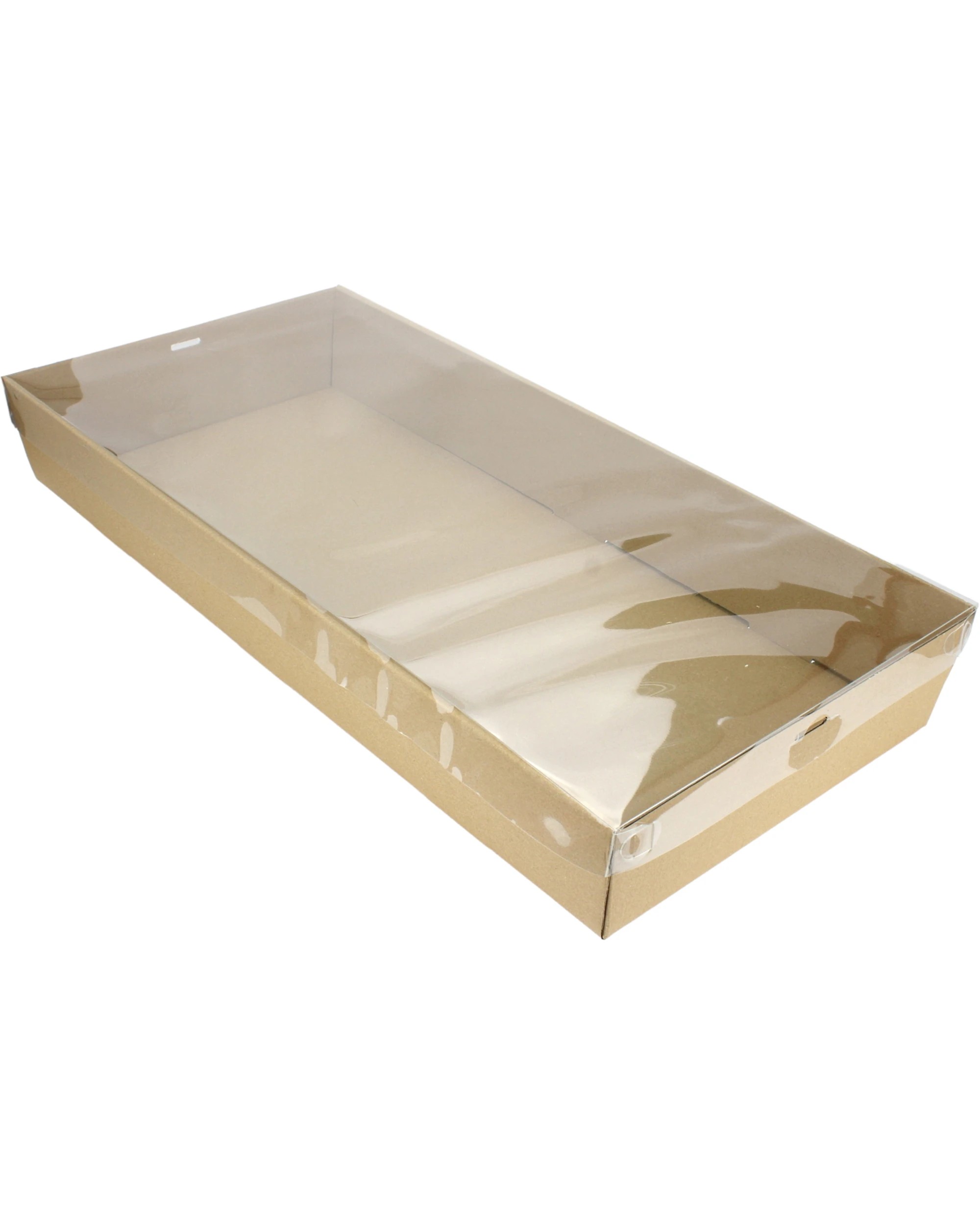 1 Spice Kitchen Kraft Grazing Box with Clear Plastic Lid 58cm x 28cm x 8cm - Kraft Brown, 1 of 4