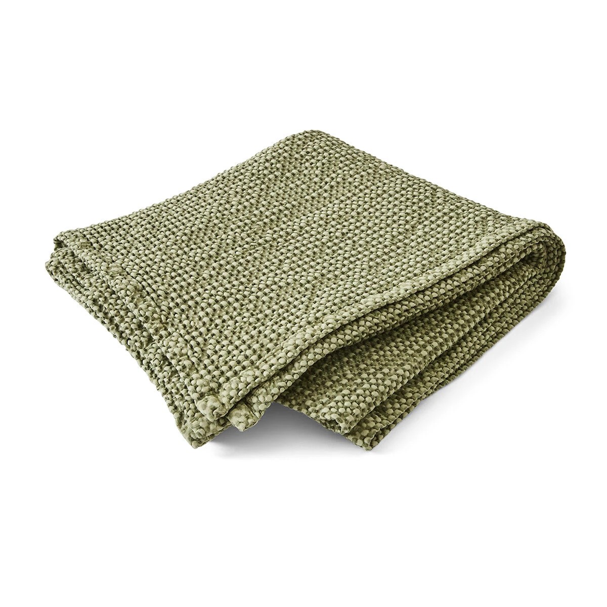 3 Stonewashed Cotton Waffle Throw - Fern, 3 of 7
