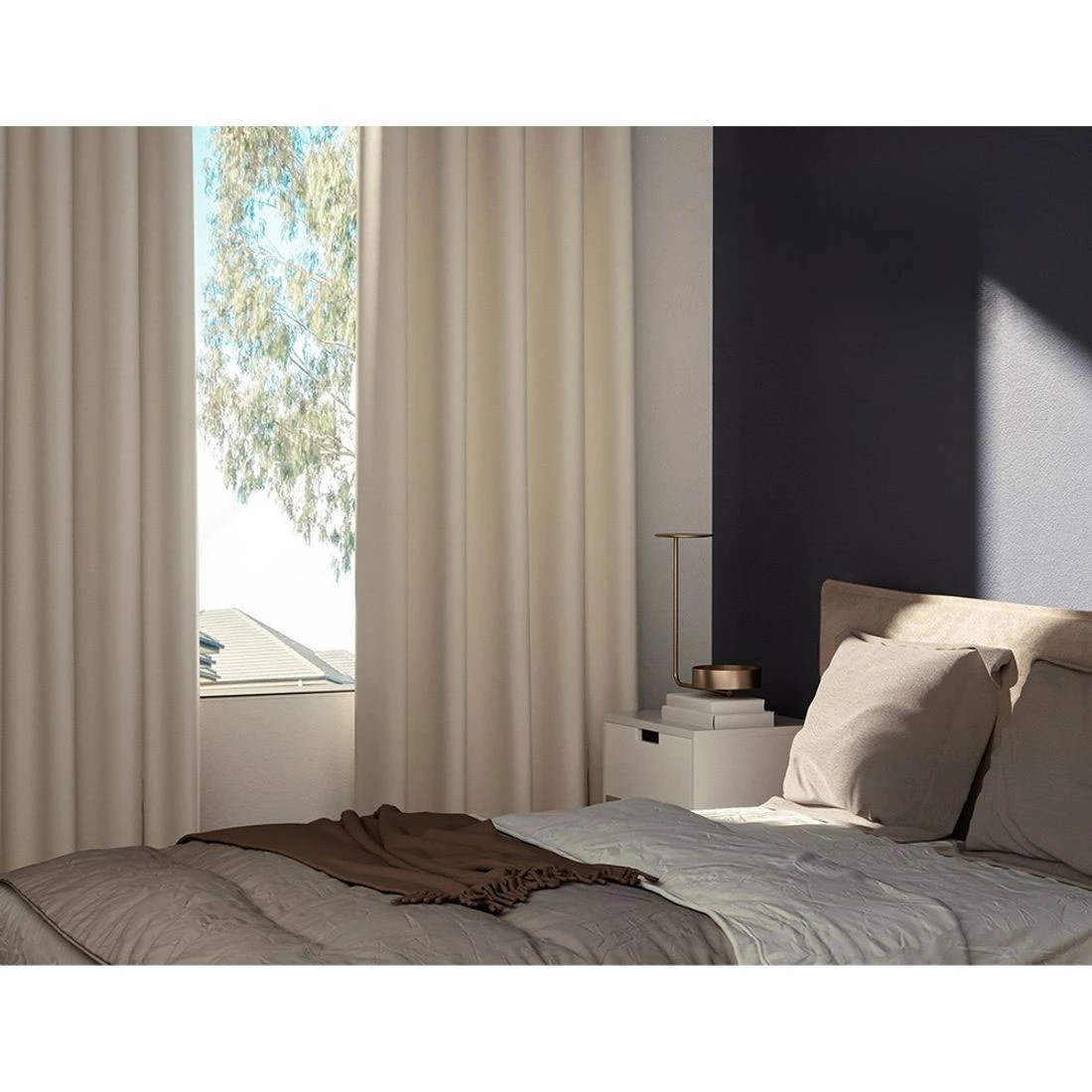 4 Artiss 2X Blockout Curtains Eyelet 140x230cm - Beige, 4 of 6