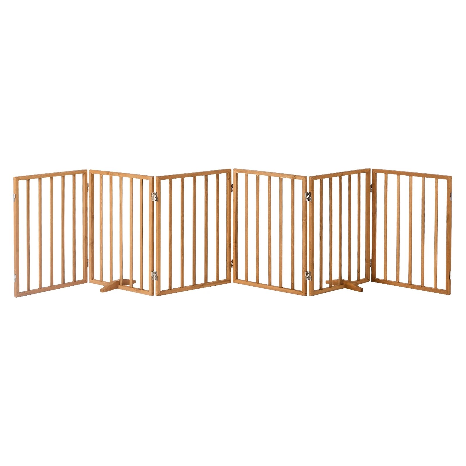 1 Alopet Wooden Pet Gate Dog Fence Playpen Safety Stair Barrier 6 Panels - Natural, 1 of 10