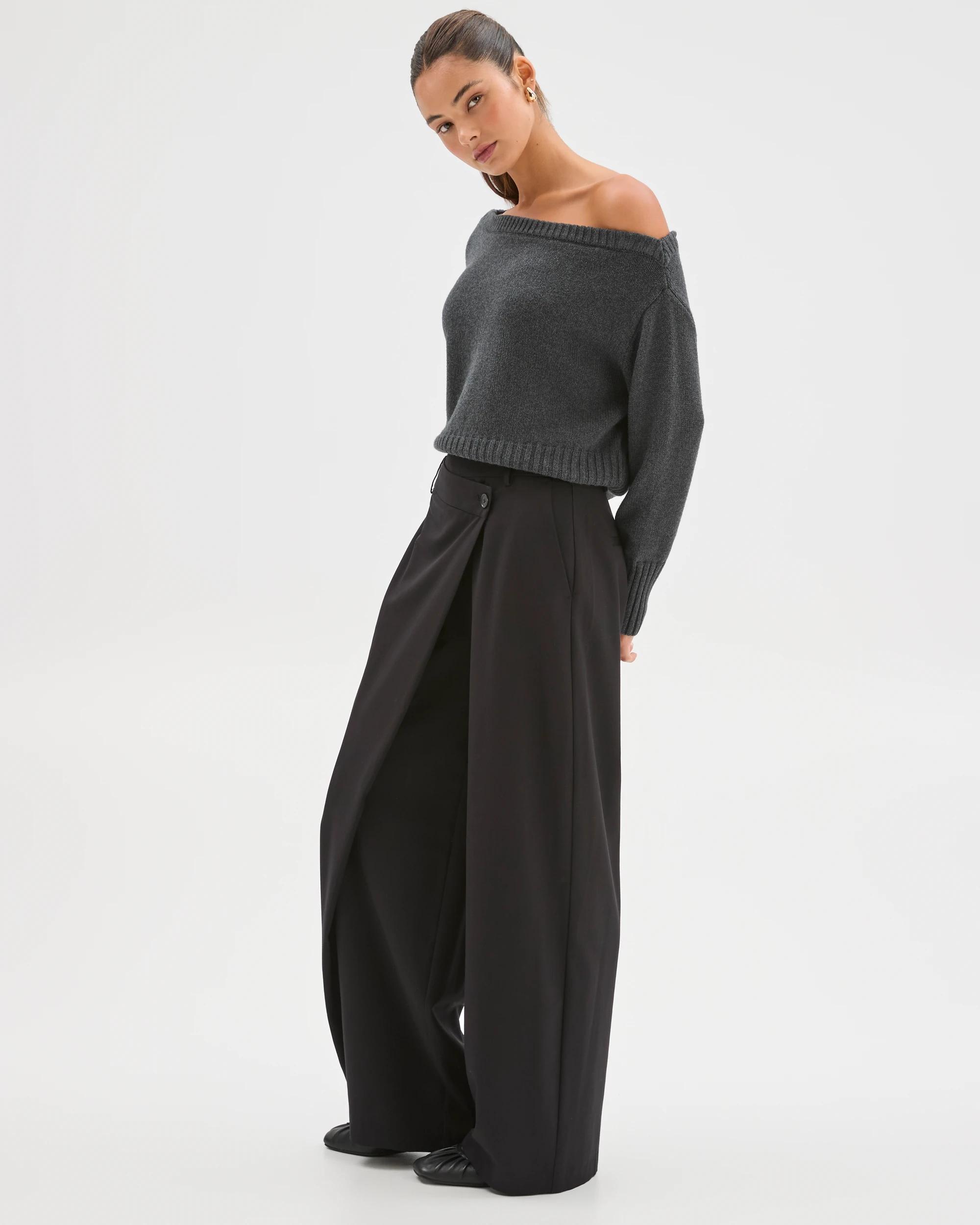 1 Lily Loves Wrap Front Tailored Pants BLACK, 1 of 6