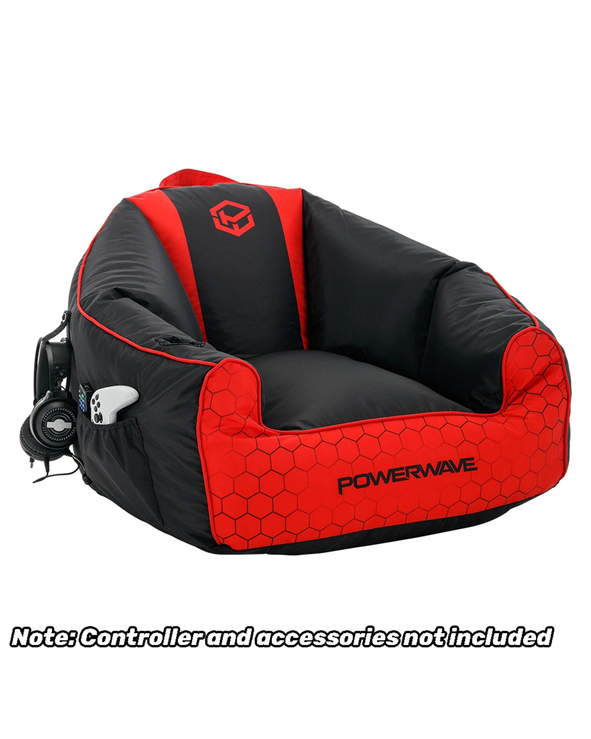 3 Powerwave PUFF Gaming Bean Bag Chair - Red, 3 of 7