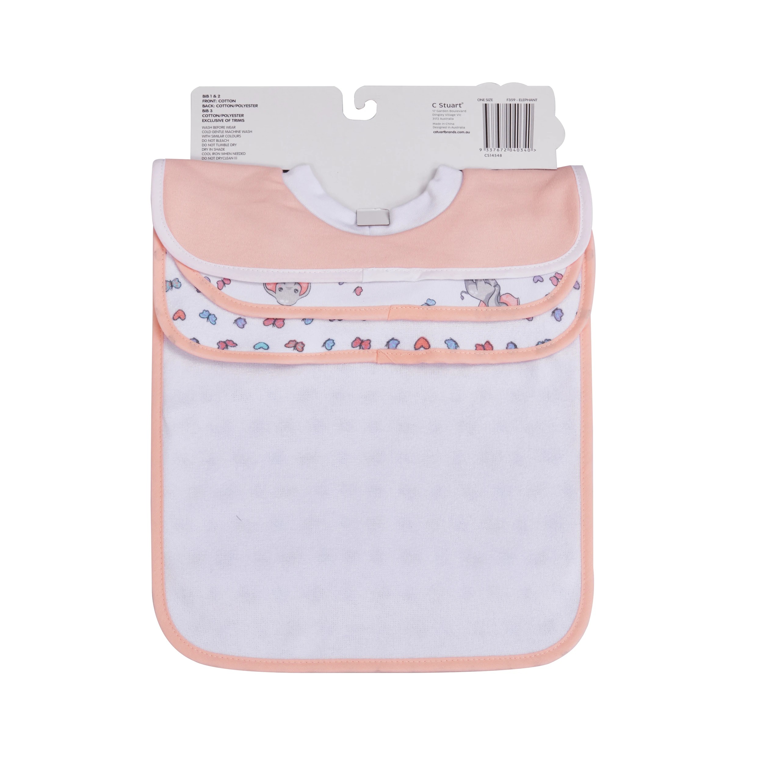 2 Big Softies 3 Pack Popover Bibs, Elephant, 2 of 5