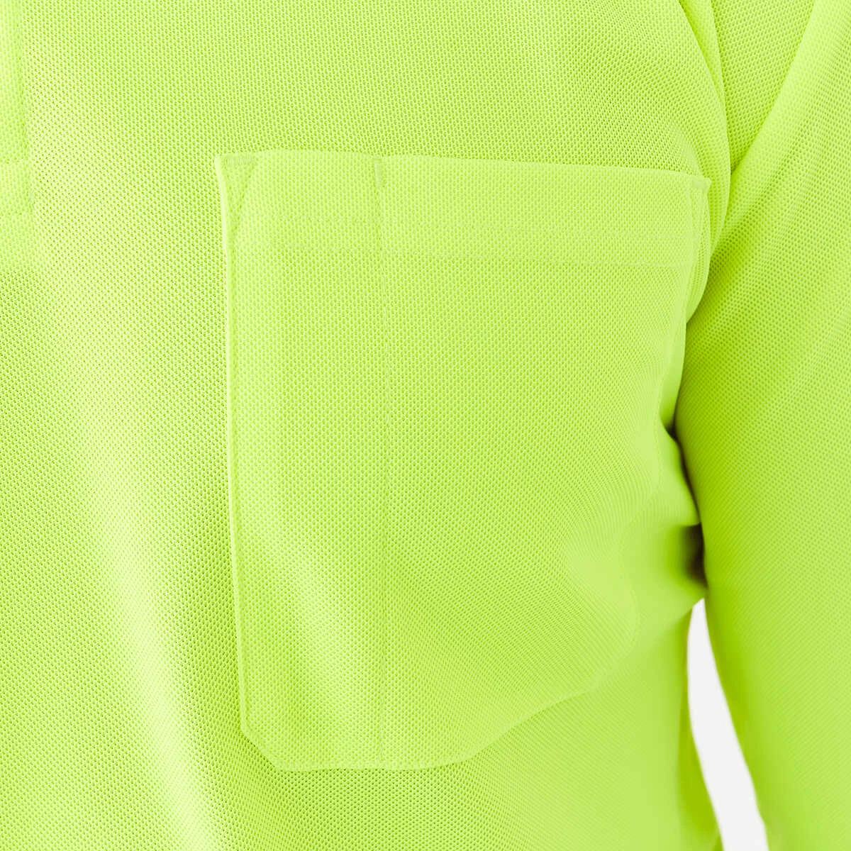 6 Workwear Long Sleeve Hi-Visibility Cool Polo Shirt FLURO YELLOW, 6 of 7