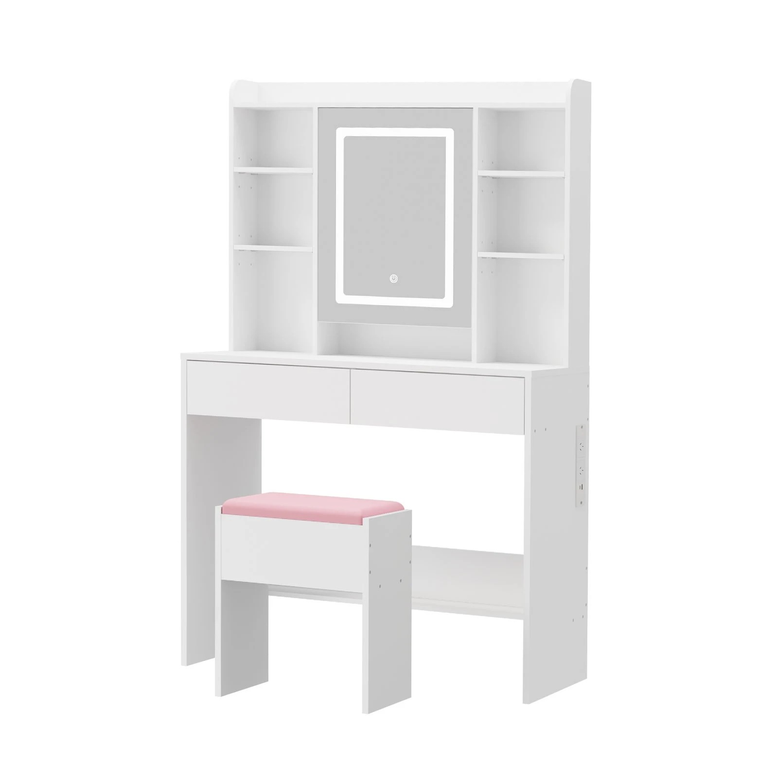 Oikiture Dressing Table Set Touch Control LED Mirror with Charging ...