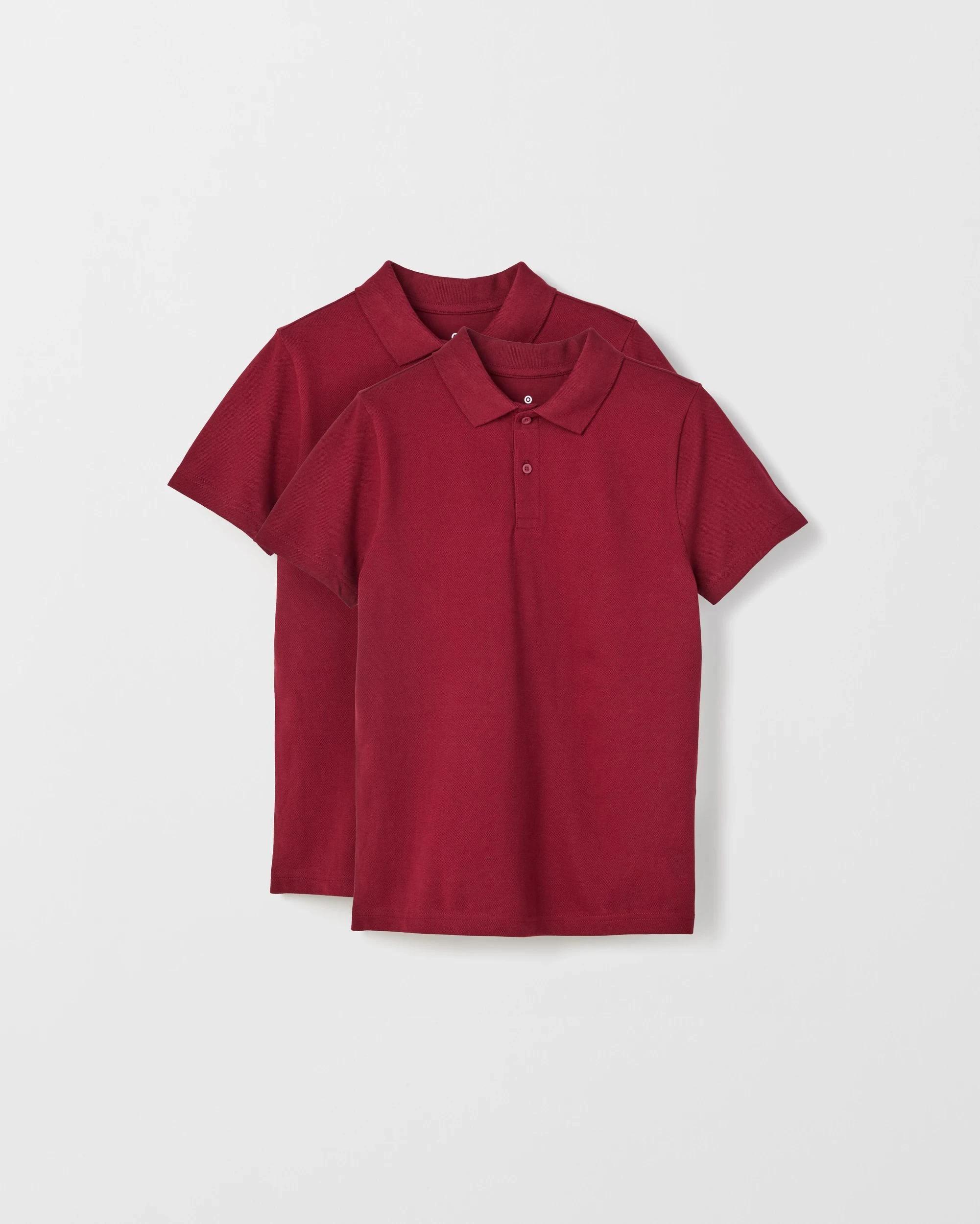 1 Target Australian Cotton 2 Pack Short Sleeve Polo T-Shirt BURGUNDY, 1 of 5