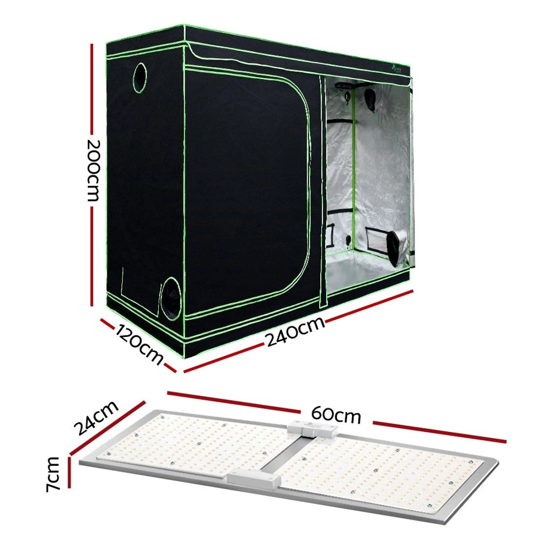 2 Green Fingers Greenfingers Grow Tent Light Kit 240x120x200CM 220W LED Full Spectrum - Black, 2 of 4