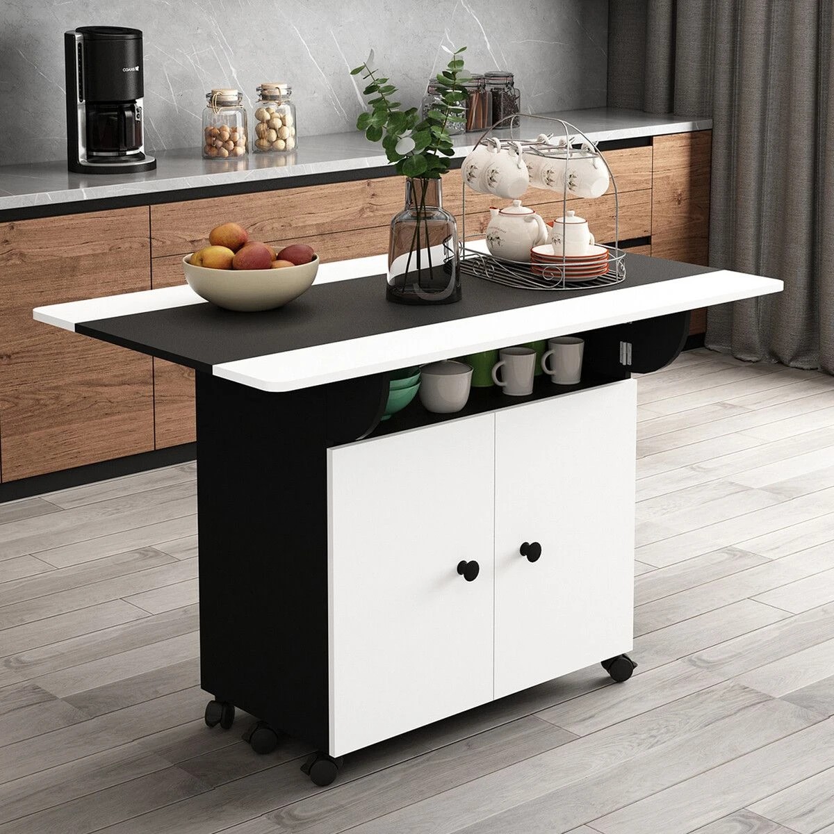 2 LUXSUITE Folding Dining Table with Wheels Extendable, 2 of 5