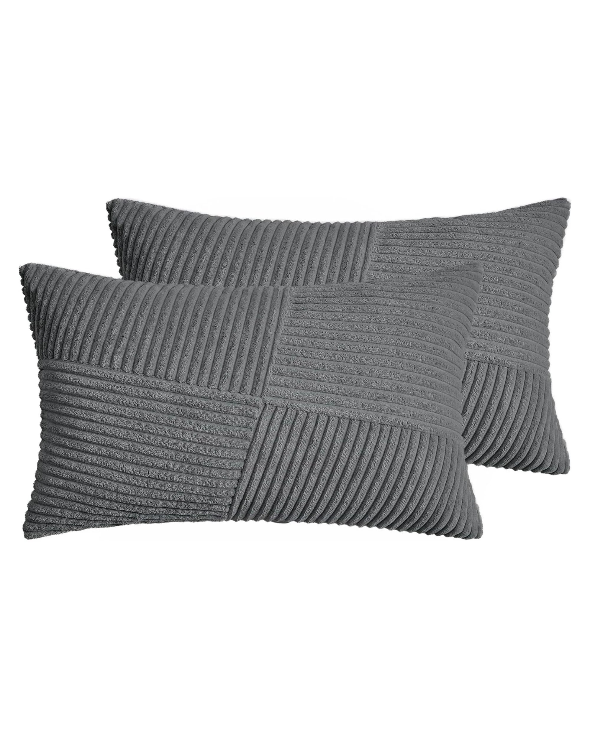 2 Gioia Casa 2-Pack Corduroy Windmill Inspired Cushion Covers 30x50cm - Dark Grey, 2 of 2