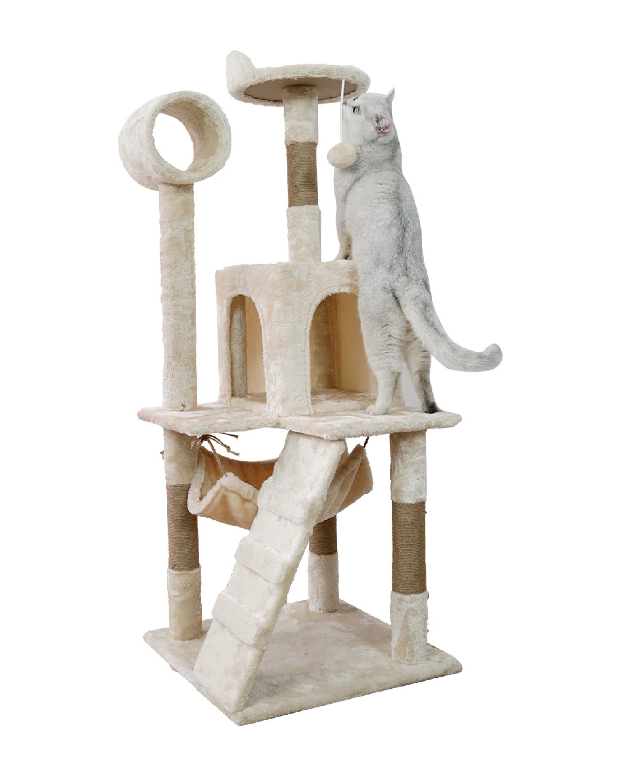 2 Furtastic 135cm Cat Tree Scratching Post - Beige, 2 of 4