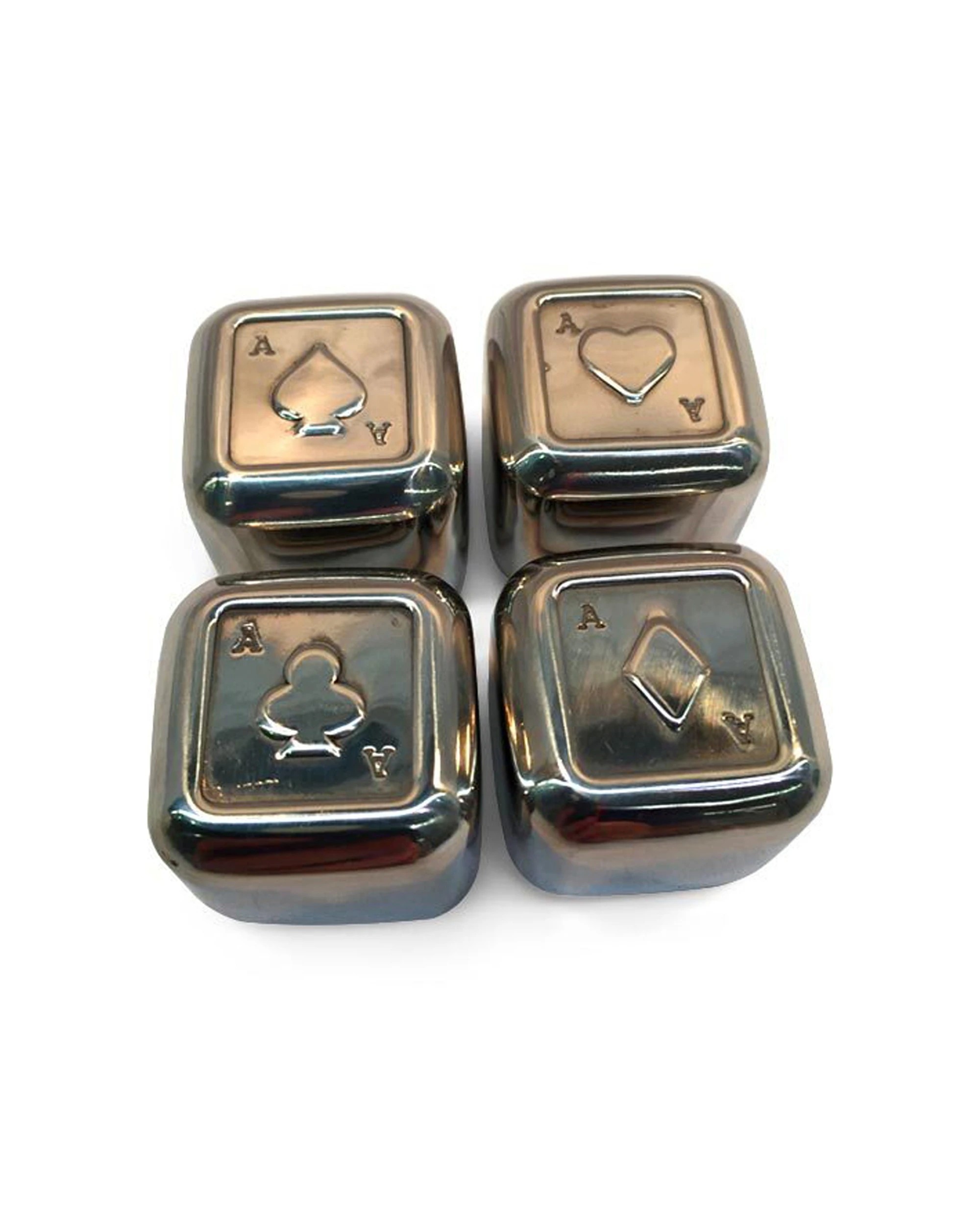 1 Mens Republic 4Pc Playing Card Suits Stainless Steel Ice Cubes Set - Metallic, 1 of 3