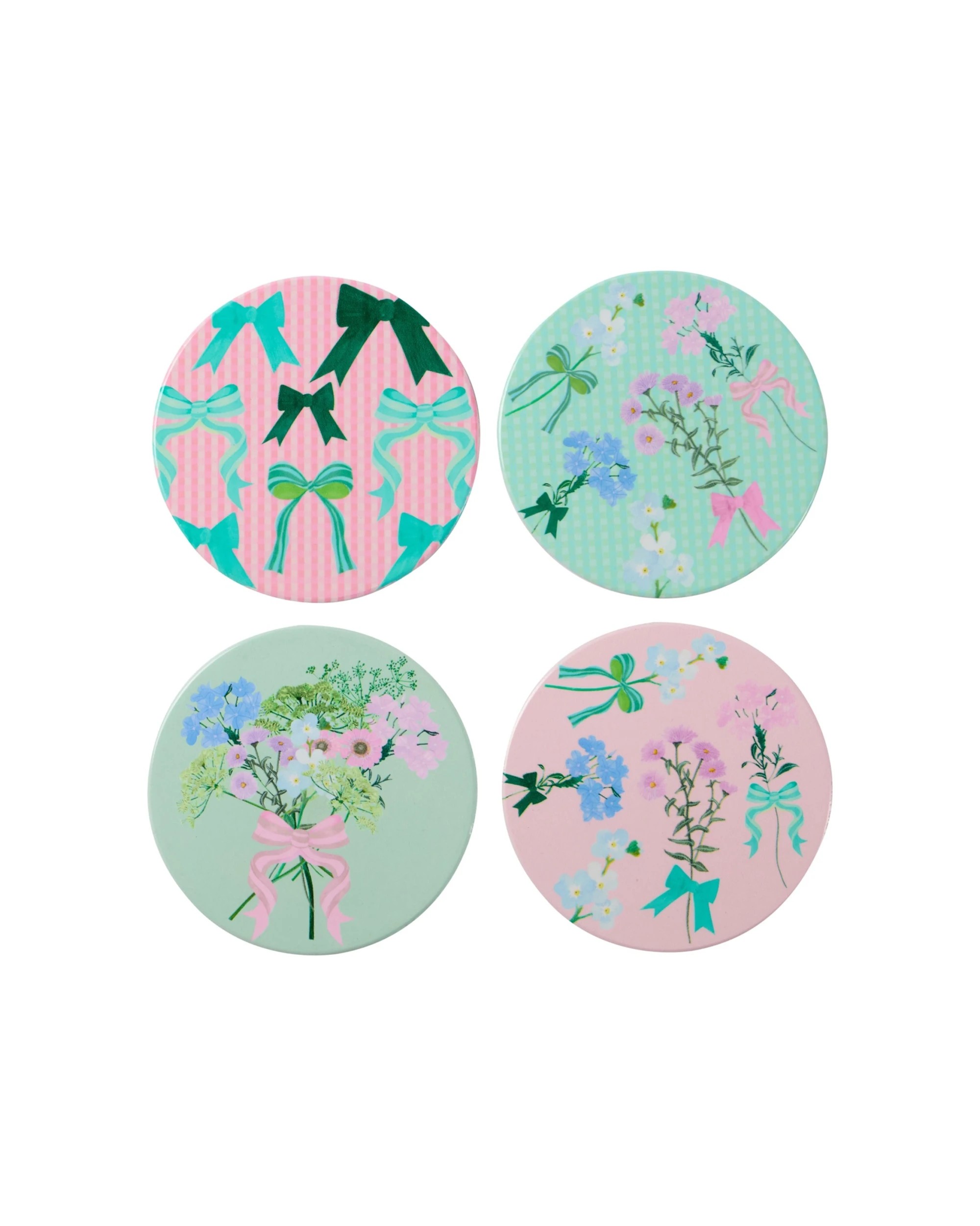 1 Maxwell & Williams 4pc Cherish Ceramic Coaster Set Floral Design 10cm - Multi, 1 of 3