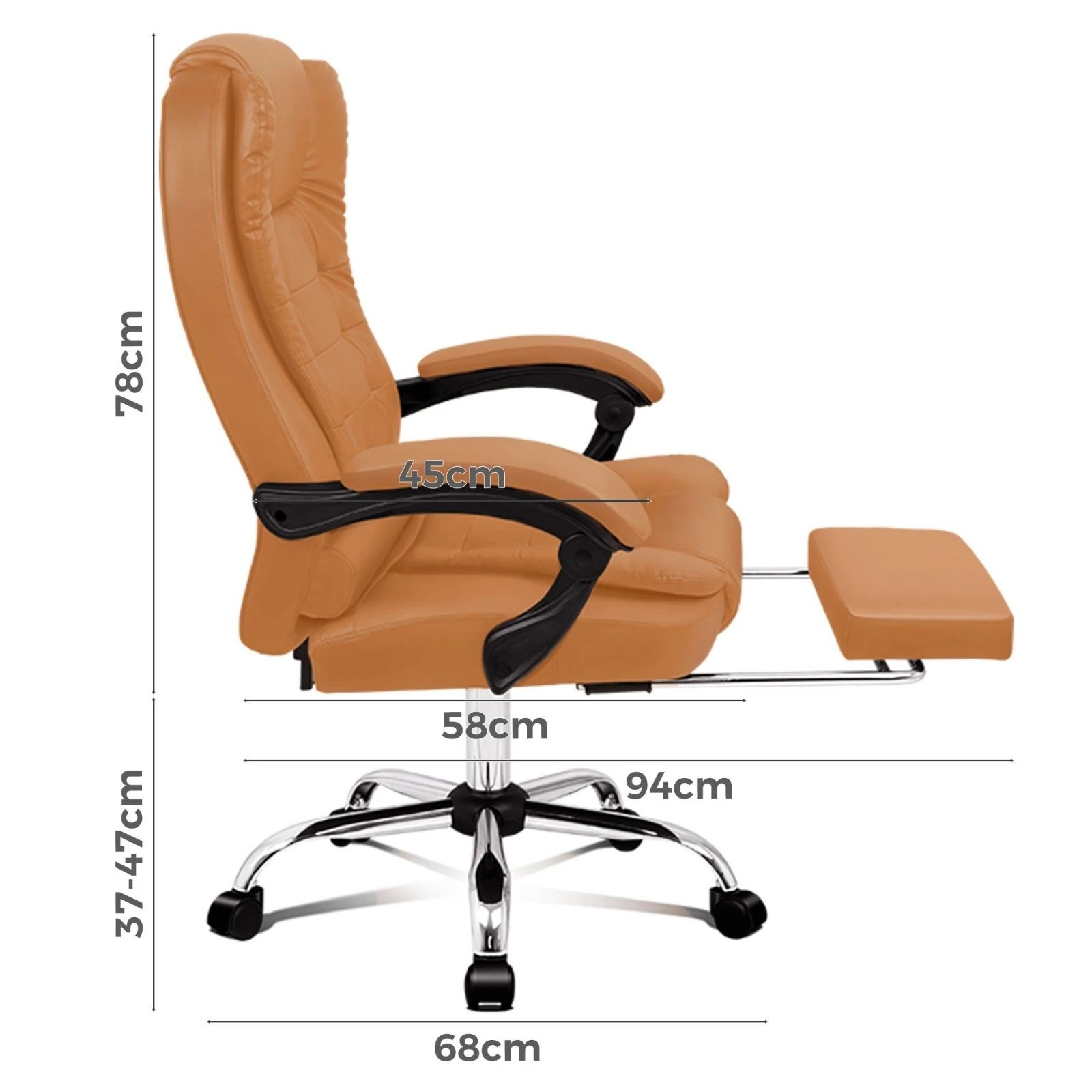 4 Alfordson Massage Office Chair Heated Seat Gaming Executive Racer PU Leather - Brown, 4 of 10