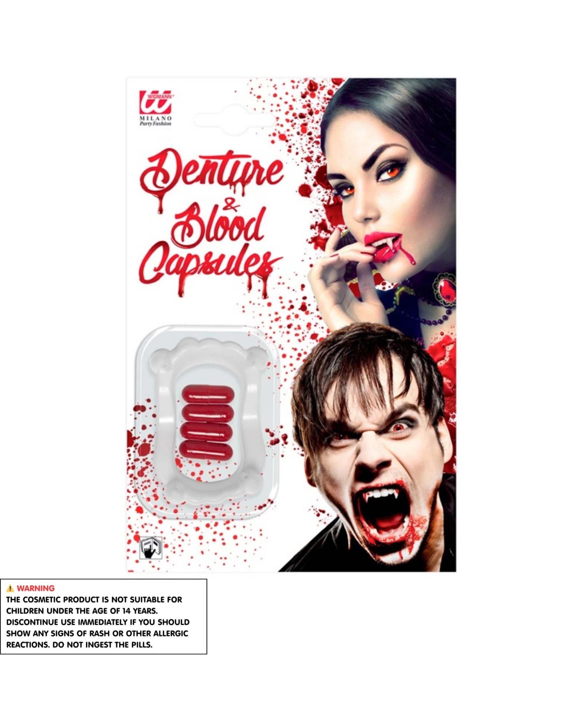 4 Widmann Vampire Teeth and Fake Blood Capsules - One Size - Multi, 4 of 4