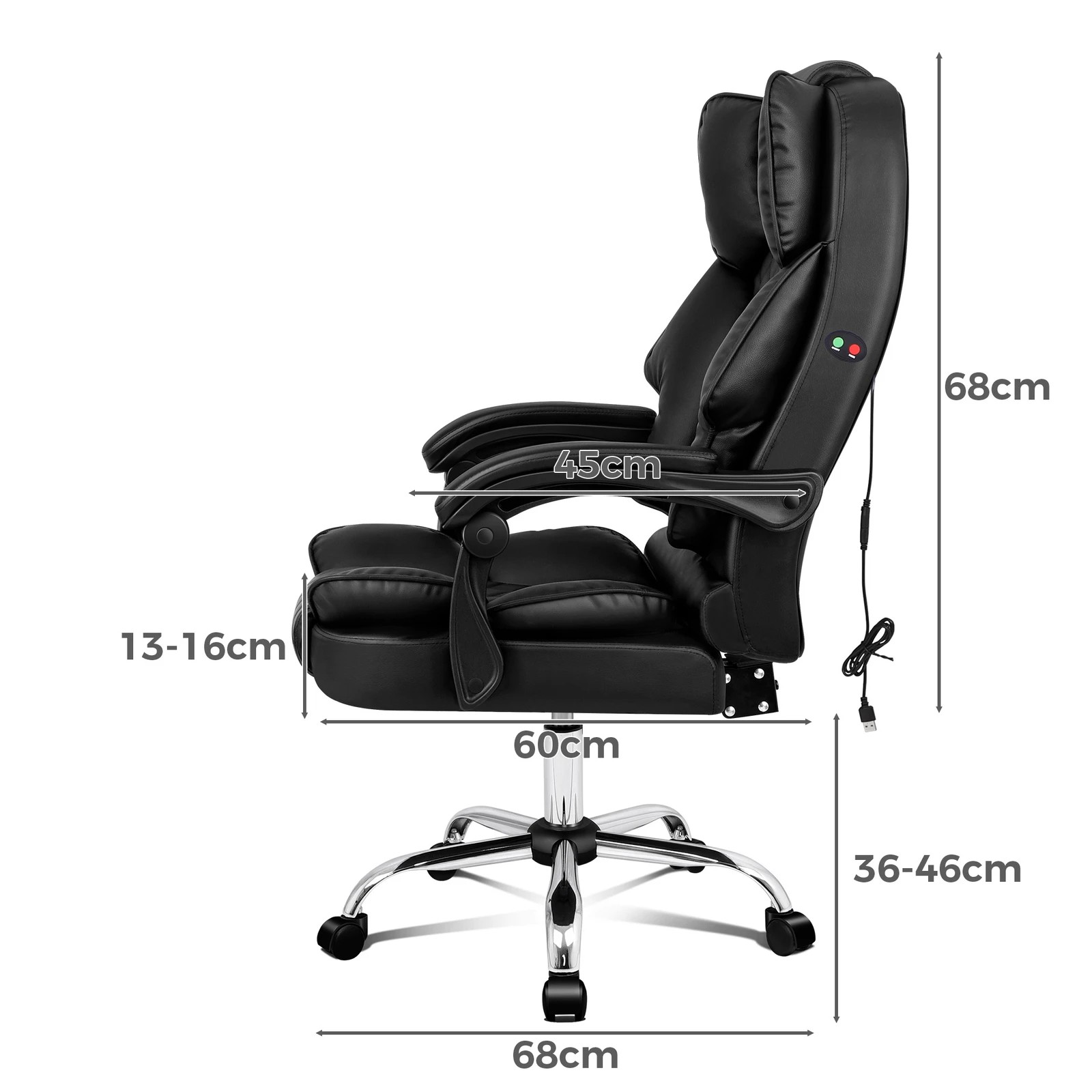 4 Alfordson Massage Office Chair Executive Computer PU Leather Seat Gaming - Black, 4 of 10