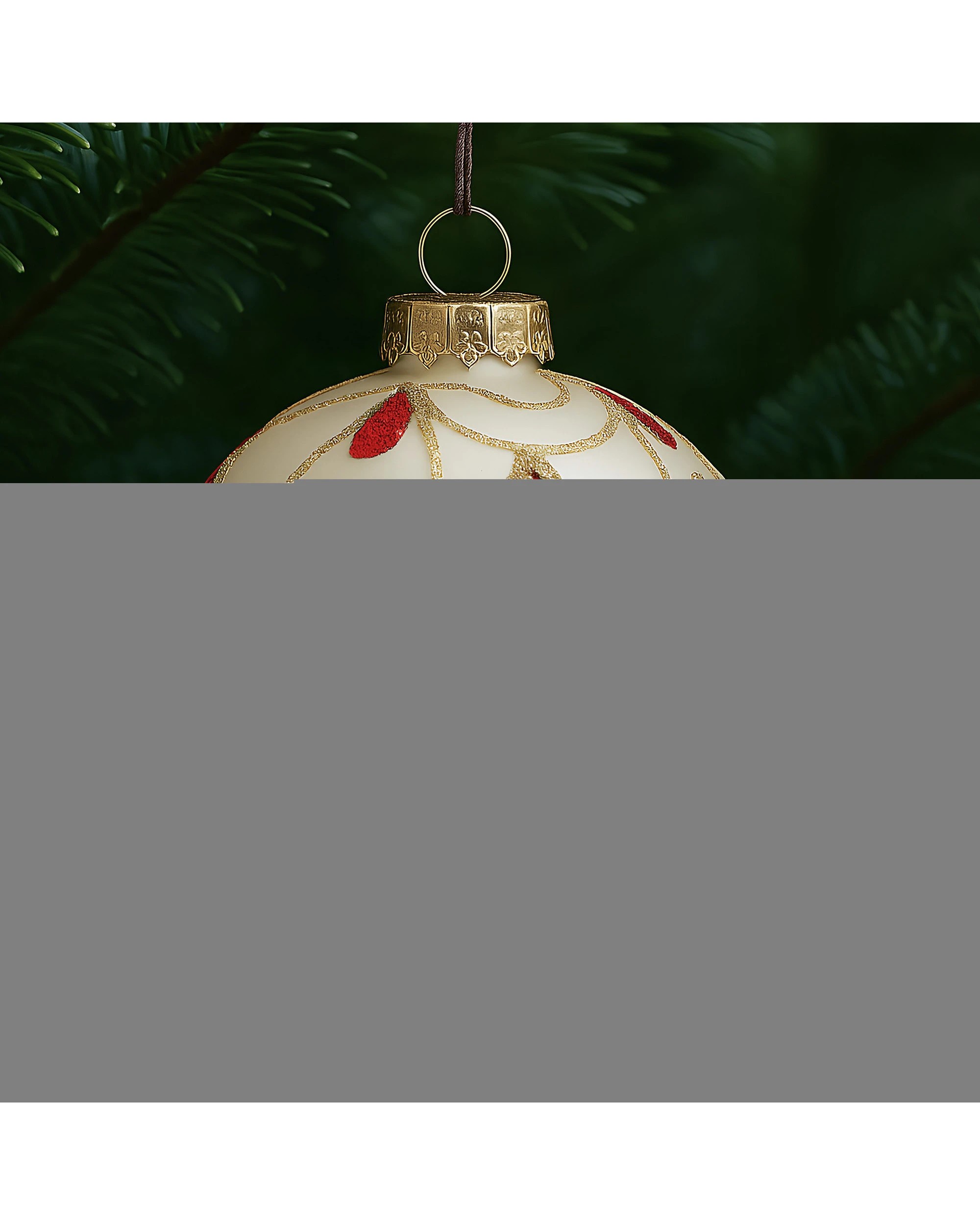 8 Christabelle White Glass Baubles 6Pcs with Red and Champagne Sparkle Swirls Balls Christmas Tree Decoration Ornament, 8 of 8