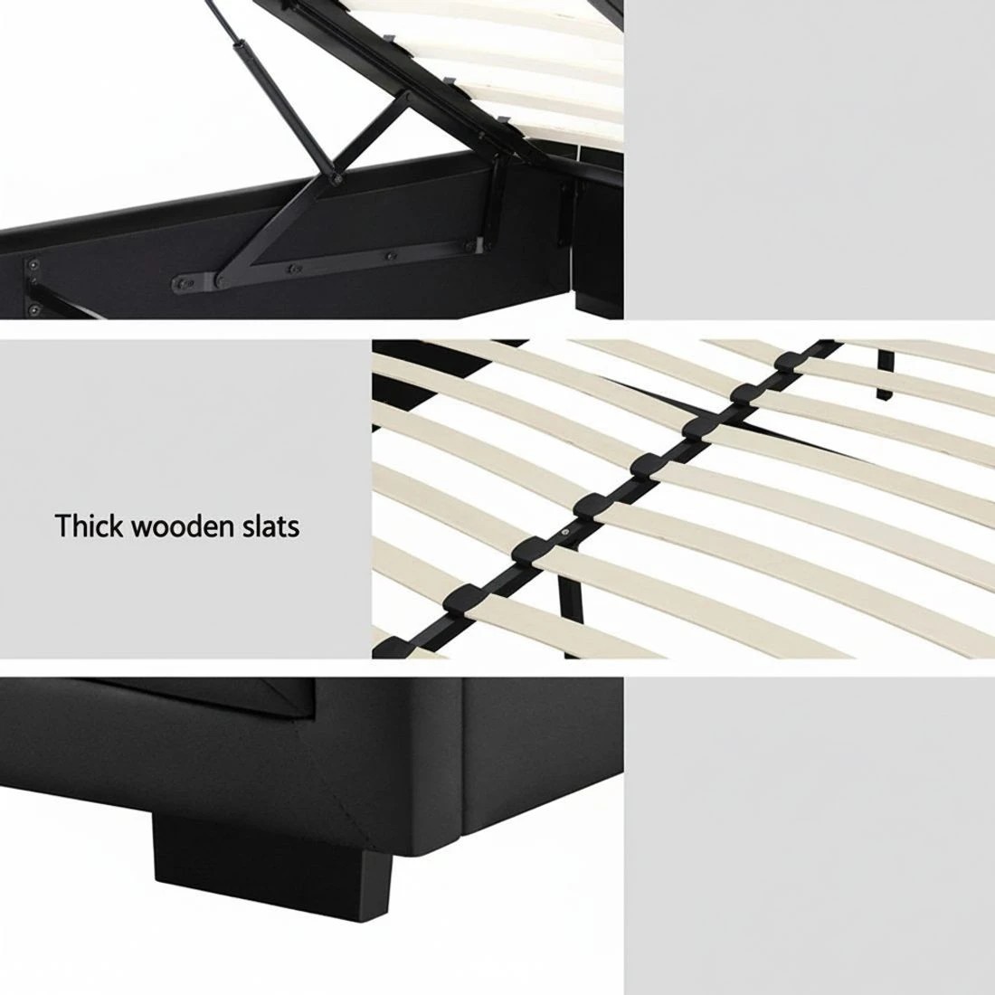 7 Artiss Bed Frame Double Size Gas Lift  TIYO - Black, 7 of 8