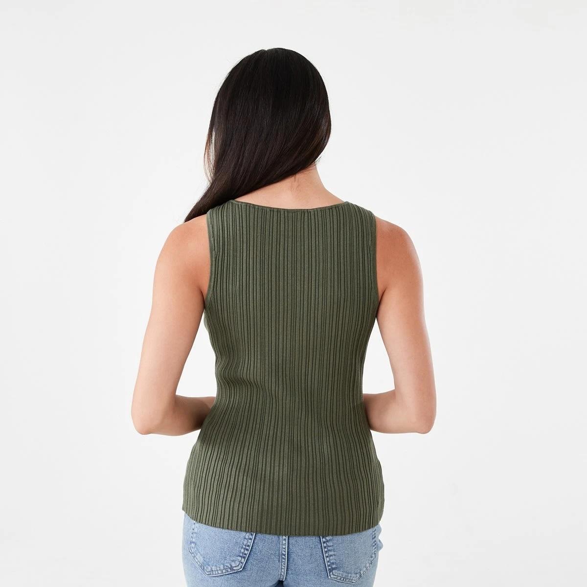 3 Sleeveless Boat Neck Vest Grn Olive, 3 of 6