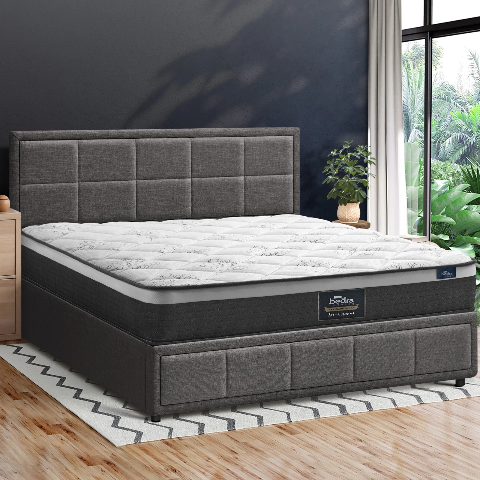 4 Oikiture Bed Frame Queen Size Gas Lift Storage With Mattress Set BOSS - Grey, 4 of 8