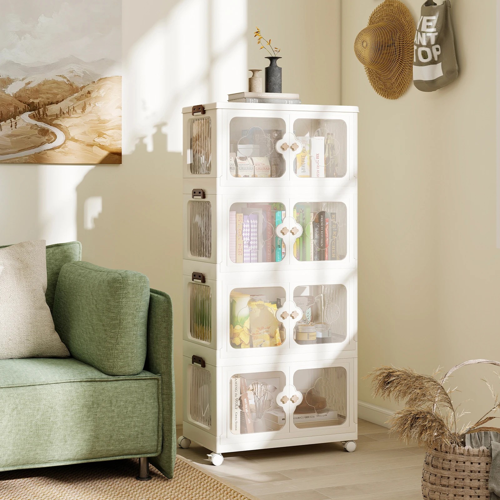 3 Costway 4-Tier Mobile Stackable Storage Bins w/Mag Lids Closet Storage Box Organizer, 3 of 5