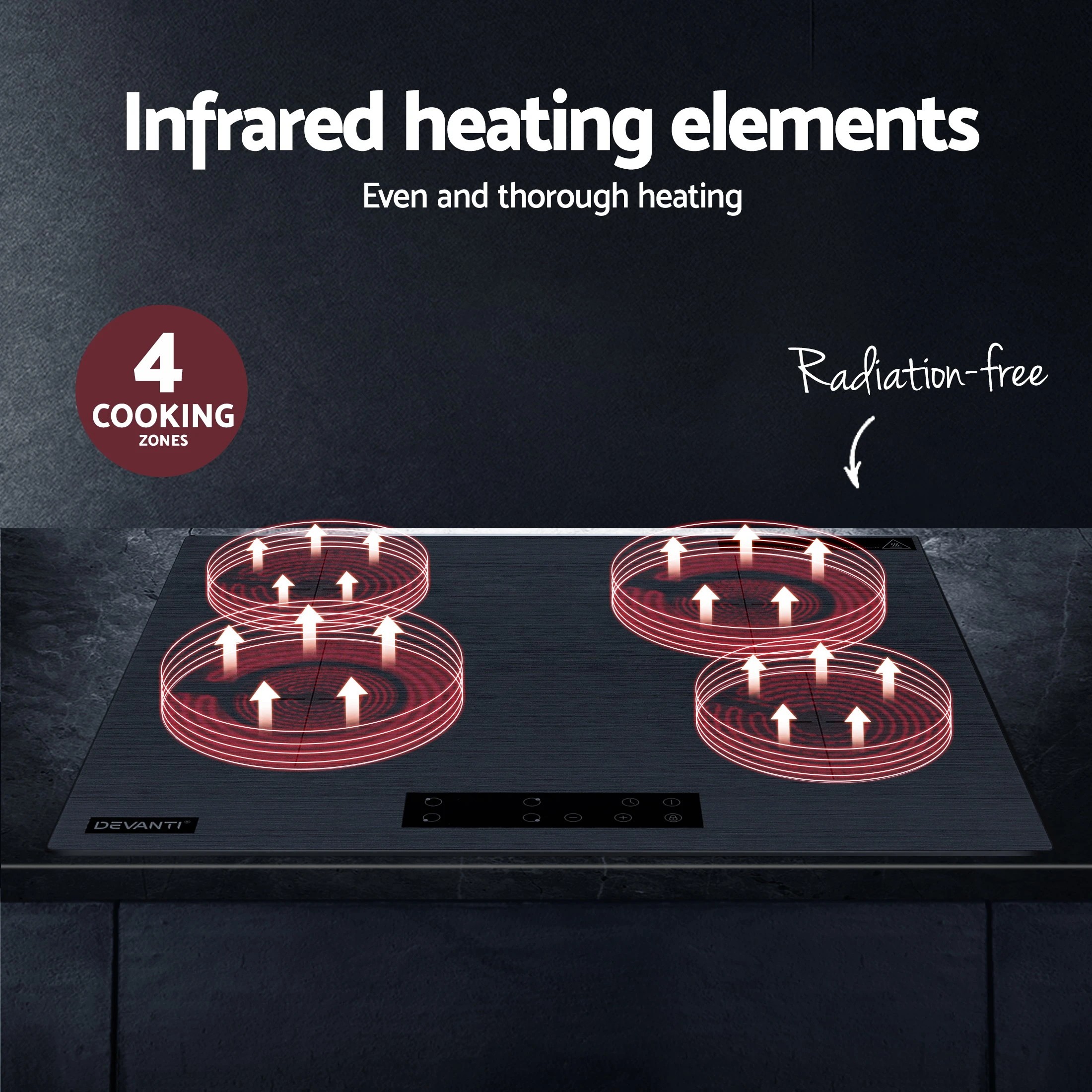 6 Devanti Electric Ceramic Cooktop 60cm Touch Control - Grey, 6 of 10