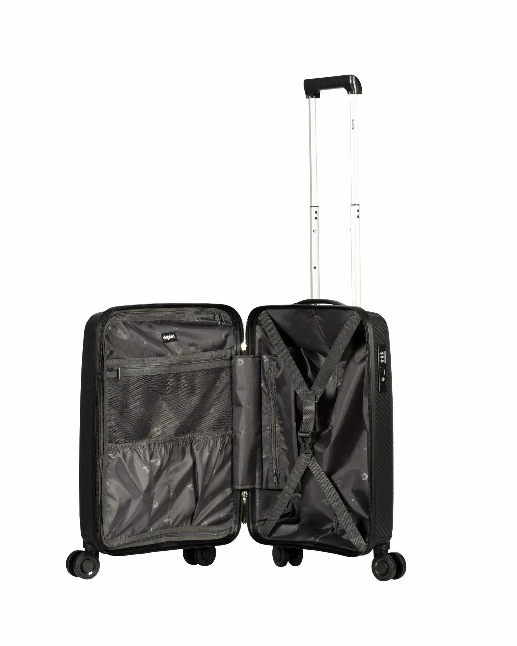 3 Delphin Verona Hardside Carry-On Spinner Suitcase - 55cm - Black, 3 of 5